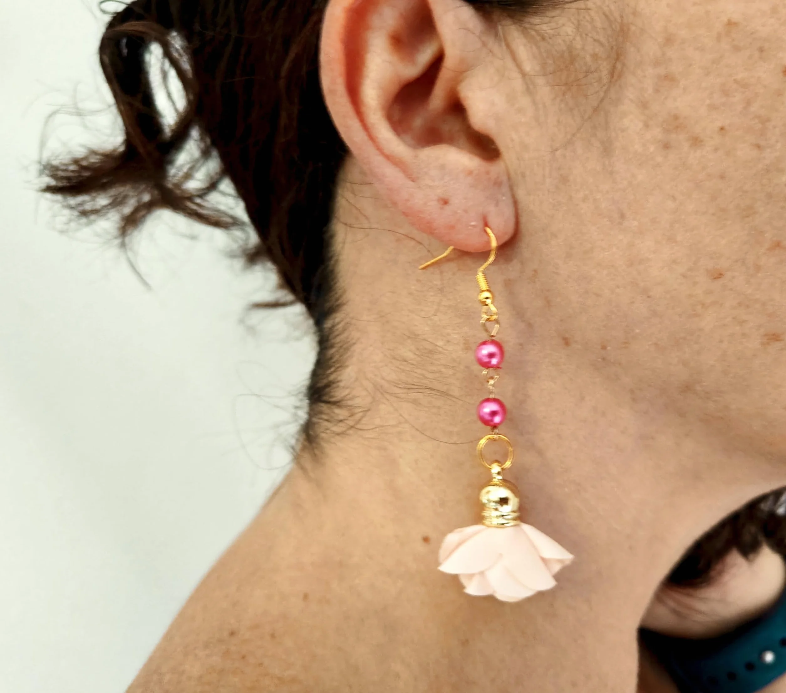 Orecchini dipinti a mano FIORI INGLESI – Gioielli da donna, Gancio in argento, Made in Italy