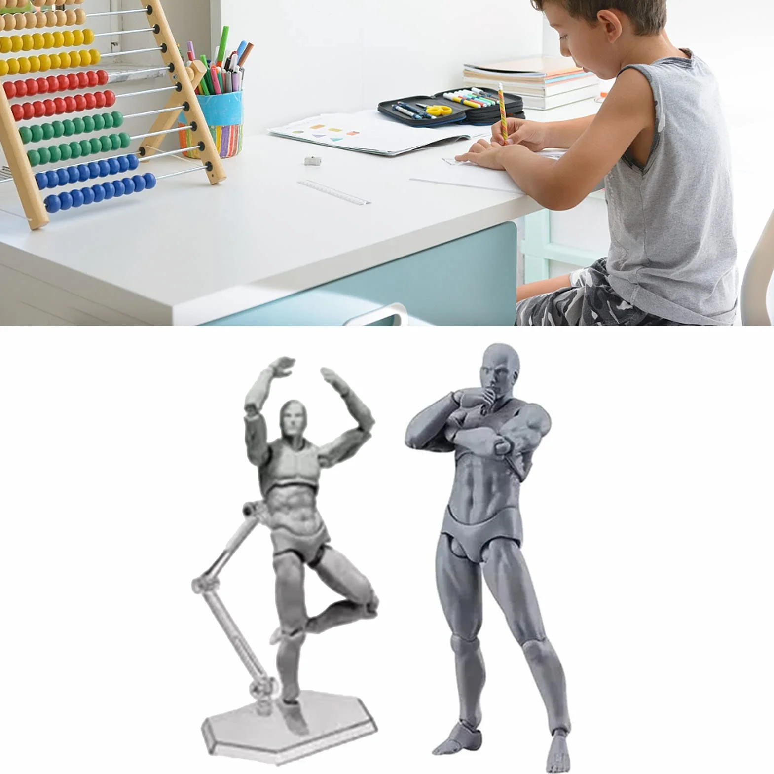 Acouto Manichino Posizionabile Schizzi Mobili per Disegno Pittura Supporto Decorazione Scrivania Casa Ufficio Grigio
