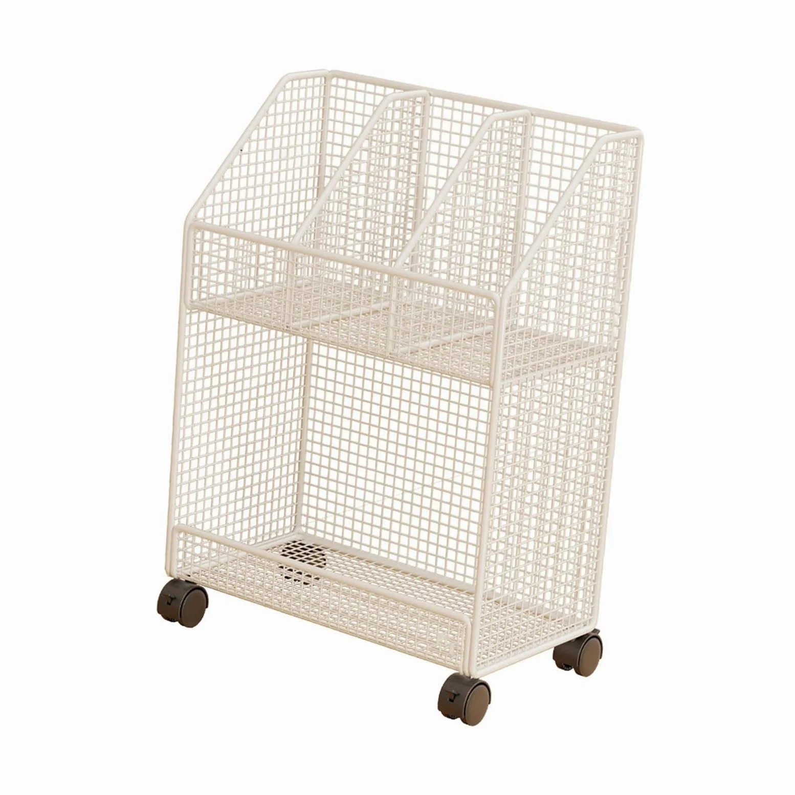 Carrello porta libri con ruote, sotto la scrivania, organizer per file, libreria mobile versatile per cucina, ufficio, lavanderia, camera da letto, 2 Strato Bianco