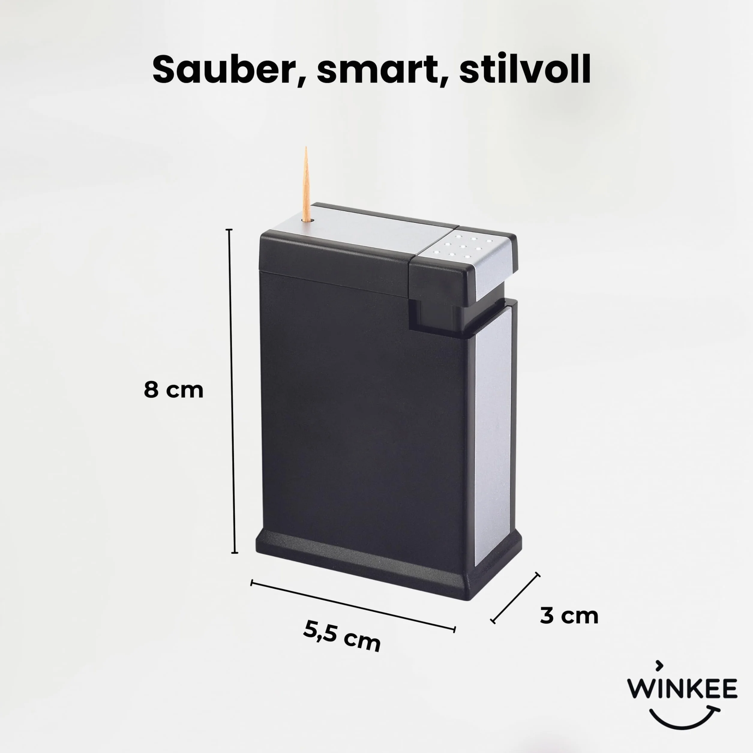Winkee Lorenzo Dispenser per Stuzzicadenti Automatico Nero