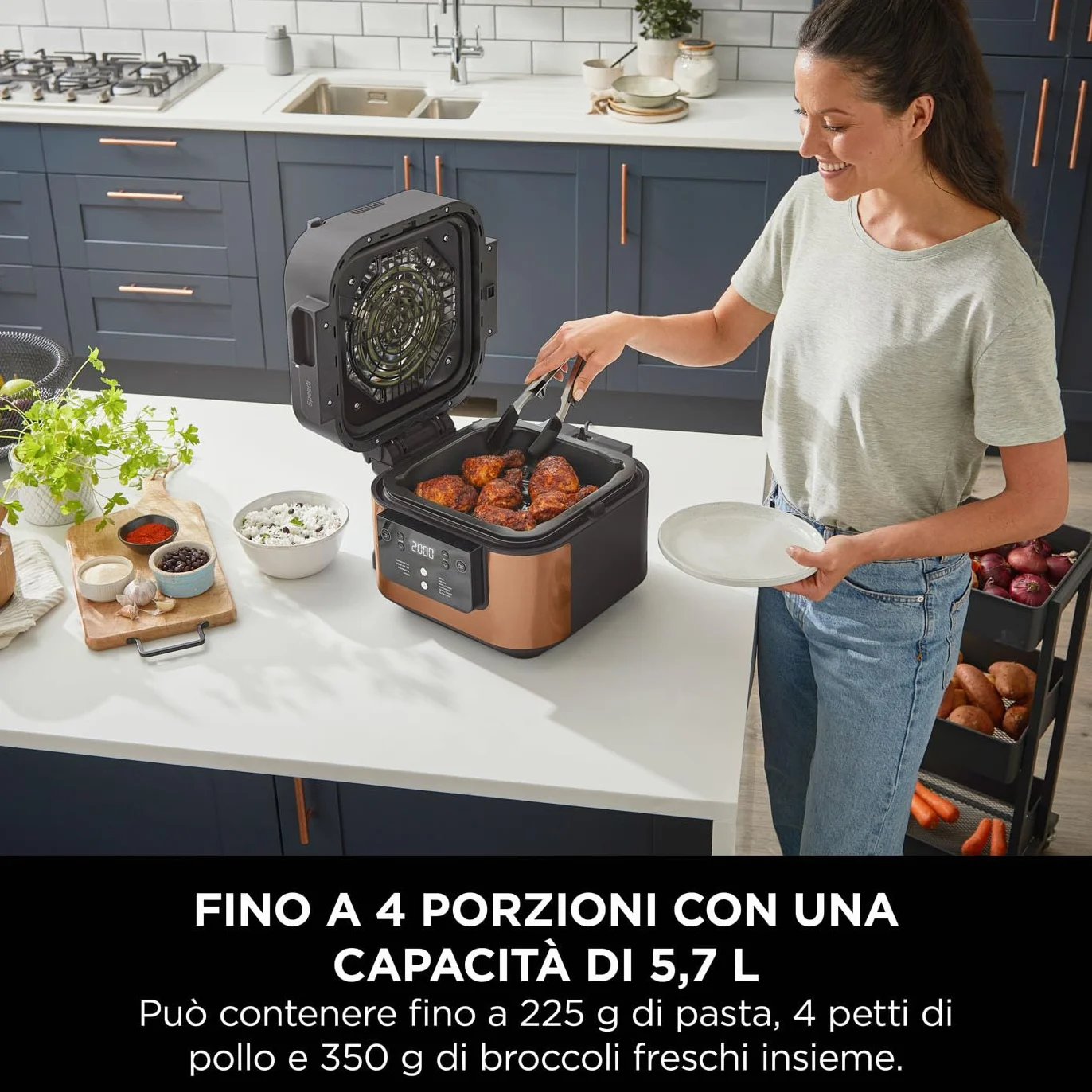 Ninja Speedi Pentola Elettrica Rapida 10 in 1, Friggitrice ad Aria 5,7 l, Nero/Rame ON400EUCP