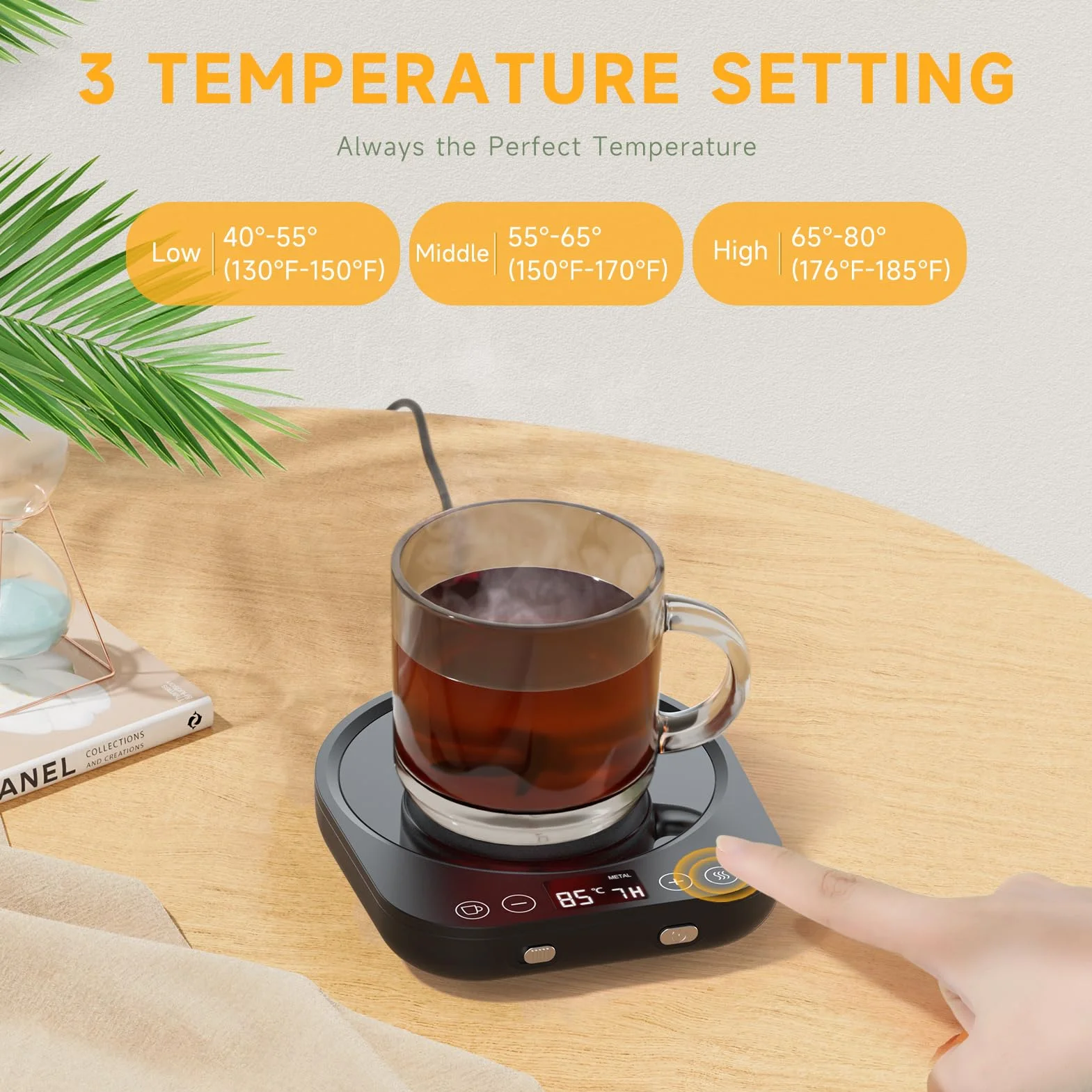Scaldacazzine da caffè elettrico, 3 impostazioni temperatura, spegnimento automatico, per scrivania ufficio