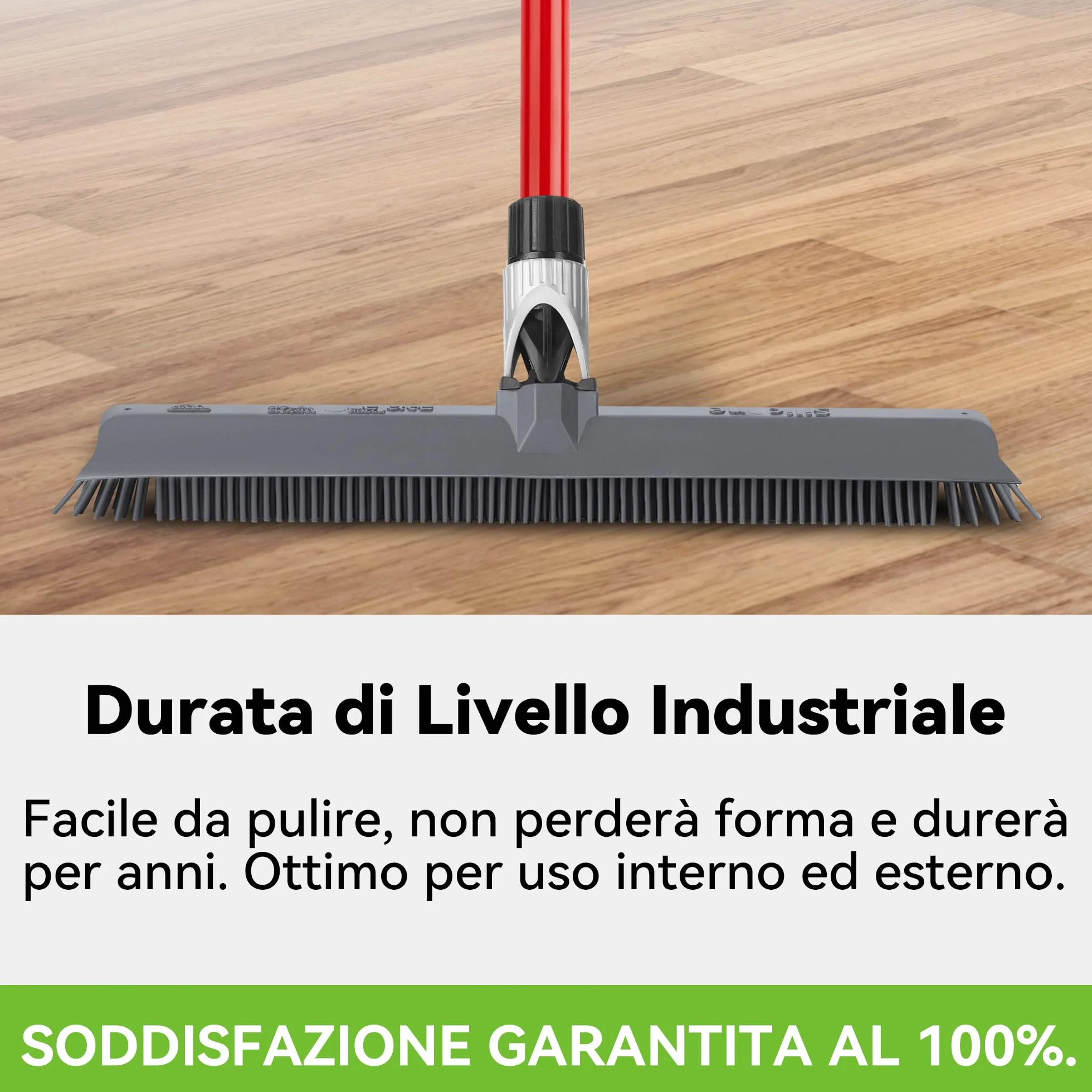 Tyroler 2 in 1 Tira Acqua & Scopa in Silicone per Pavimenti 40 cm Manico Antiruggine 140 cm Acciaio Inox