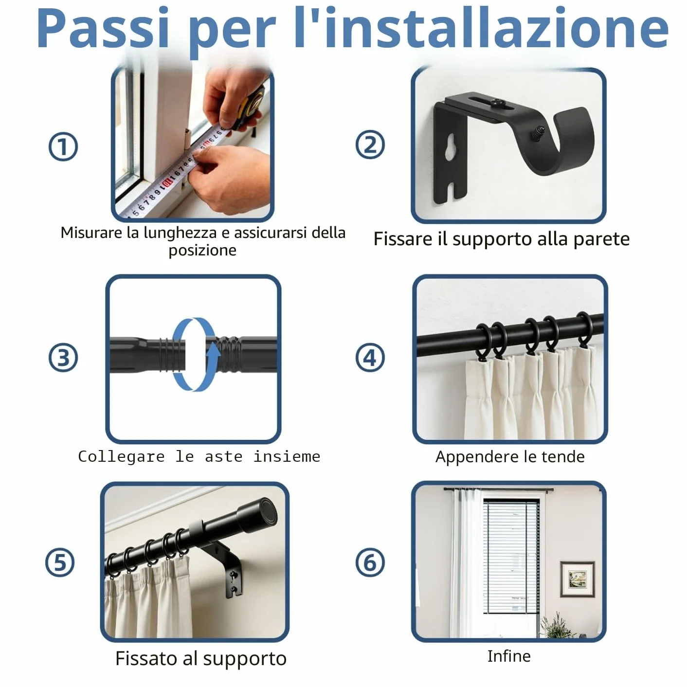Bastoni Per Tende In Acciaio Inox 84-143CM Argento Camera Da Letto Soggiorno