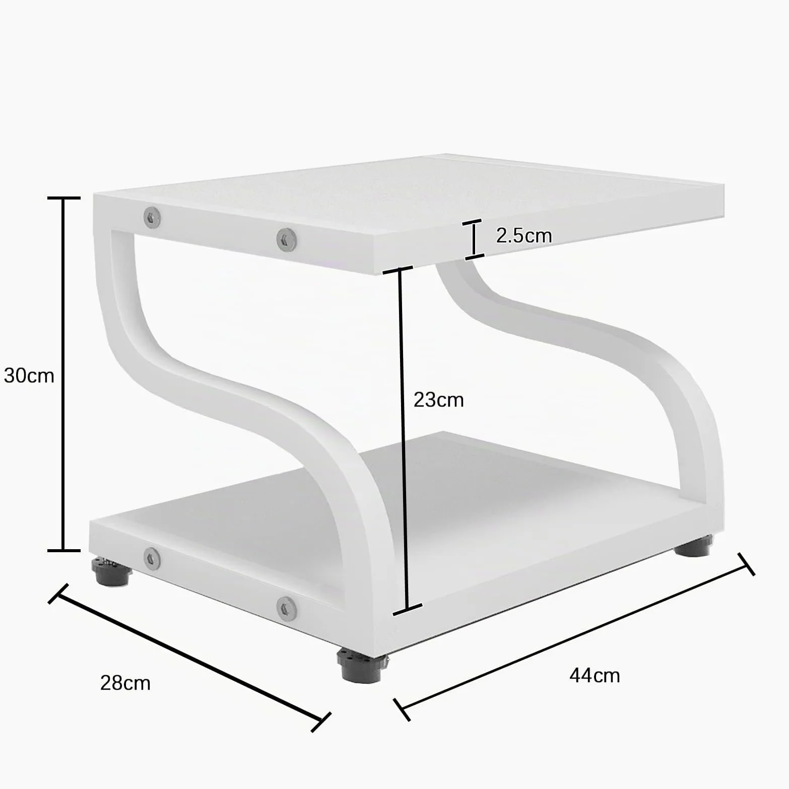 PUNCIA Supporto per Stampante da Tavoloa 2 Livelli 44x28x30CM Porta Stampante Tavolo da Lavoro Antiscivolo per Organizer da Tavolo,Vassoio a due Livelli per Forno a Microonde Bianco