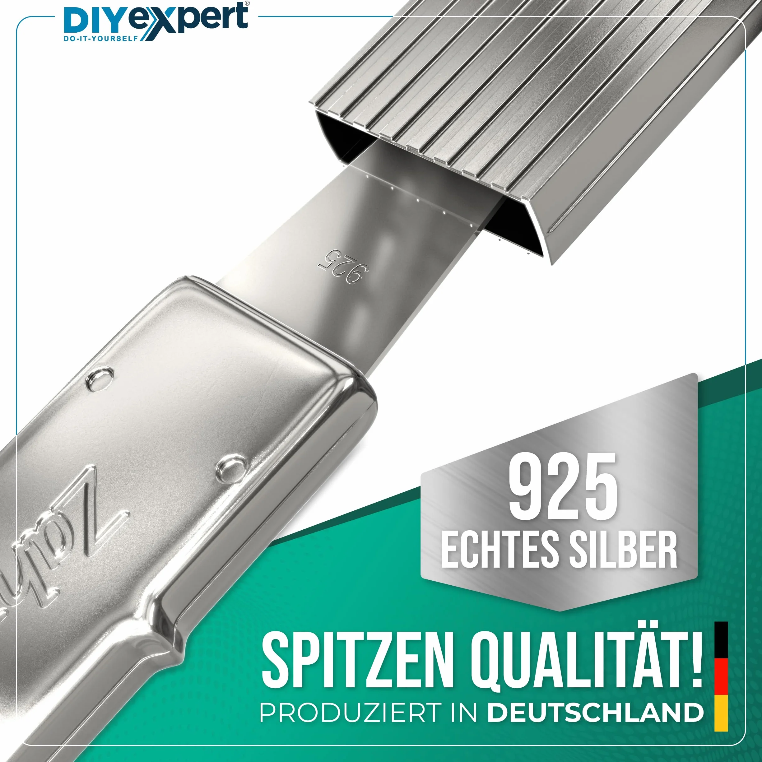 Stuzzicadenti Home Xpert Detergente Dentale Platino Vera Foglia d'Argento 4 cm Con Manico 5,5 cm Con Custodia