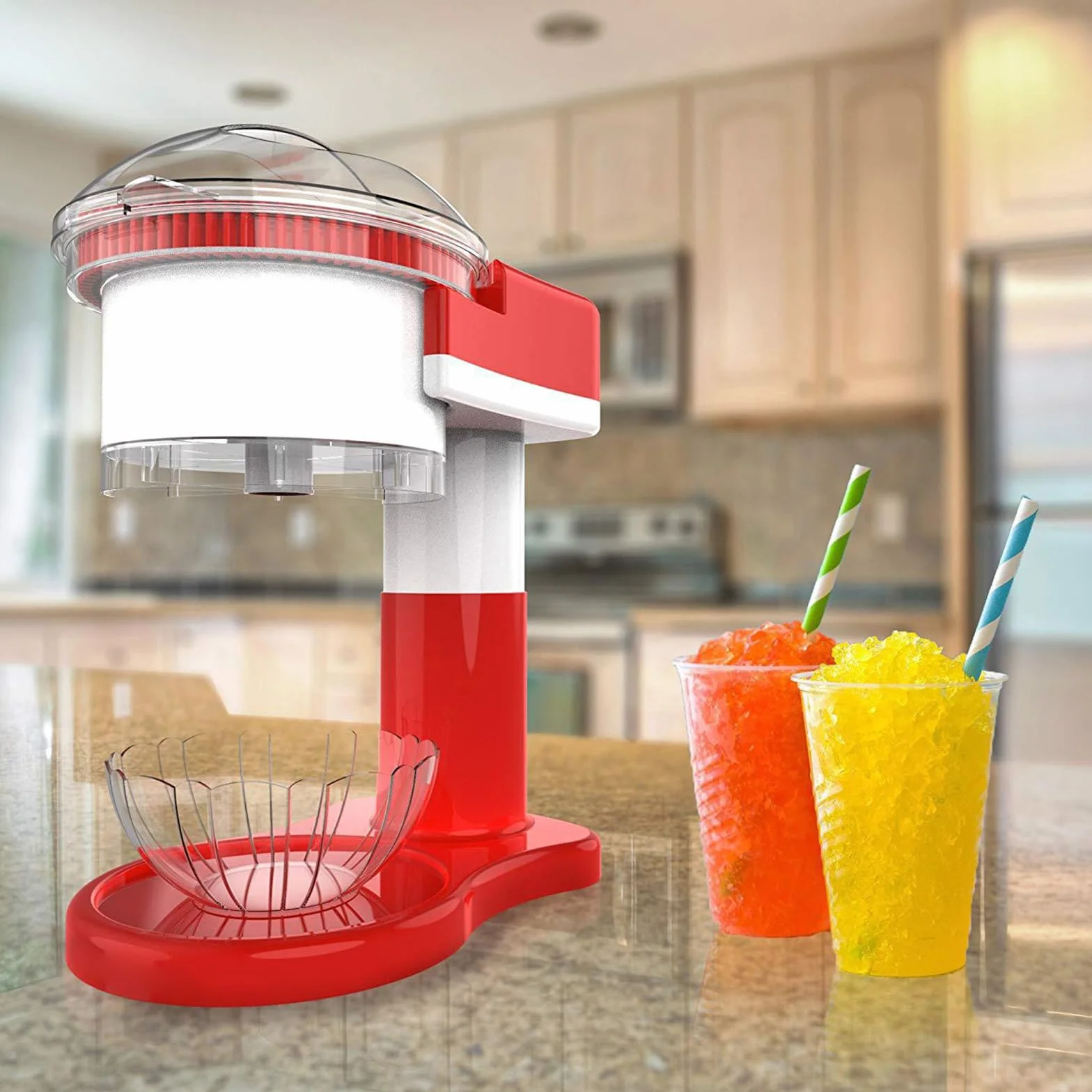 Macchina per granita e ghiaccio tritato elettrica da banco, lame in acciaio inossidabile, Ice Crusher
