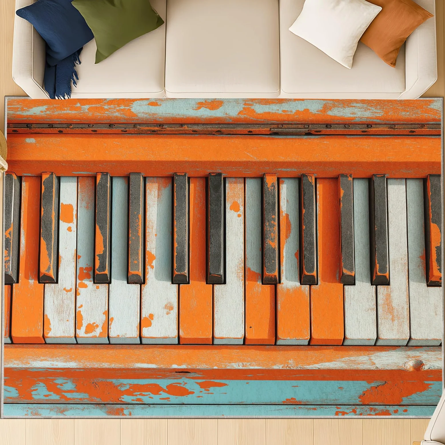 Générique Antiscivolo Moderno Musica Lavabile Tapiss Strumento Musicale Supporto in TPR Tappetino Tasti di Pianoforte Macchia Inchiostro Tappeto 120 x 180 cm per Soggiorno Camera da Letto Ufficio