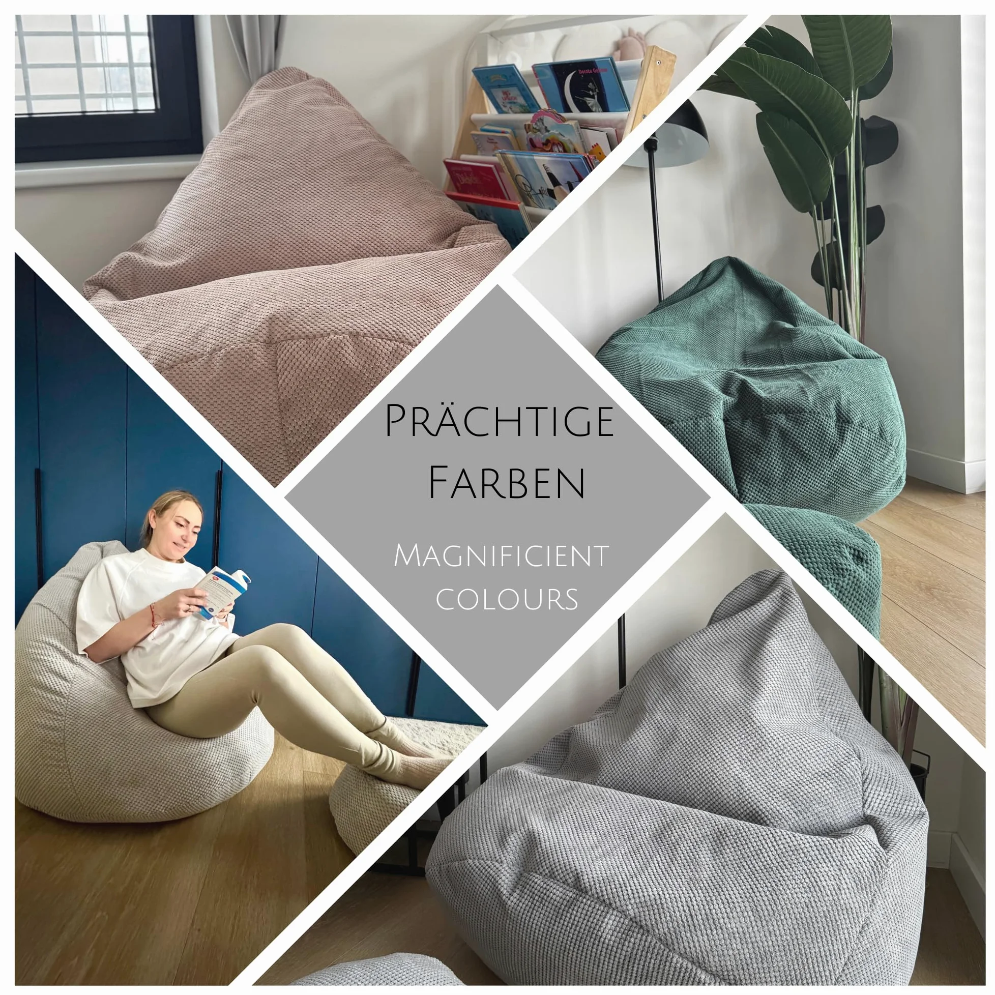 Pouf Poltrona Sacco con Poggiapiedi Grafite 95x95x120 cm - Poltrona Pouf Sacco XXL - Morbido e Confortevole - Bean Bag per Adulti e Bambini - Fodera Lavabile - Mobili per Soggiorno