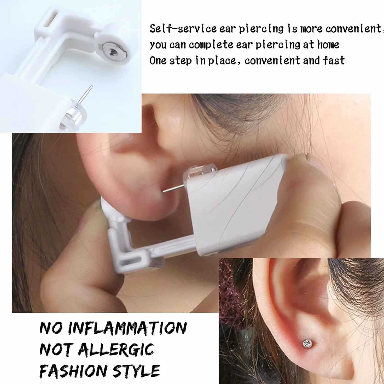 YIQI bianco USA e getta piercing kit acciaio INOX orecchio corpo naso labbro ombelico corona orecchino 2PCS