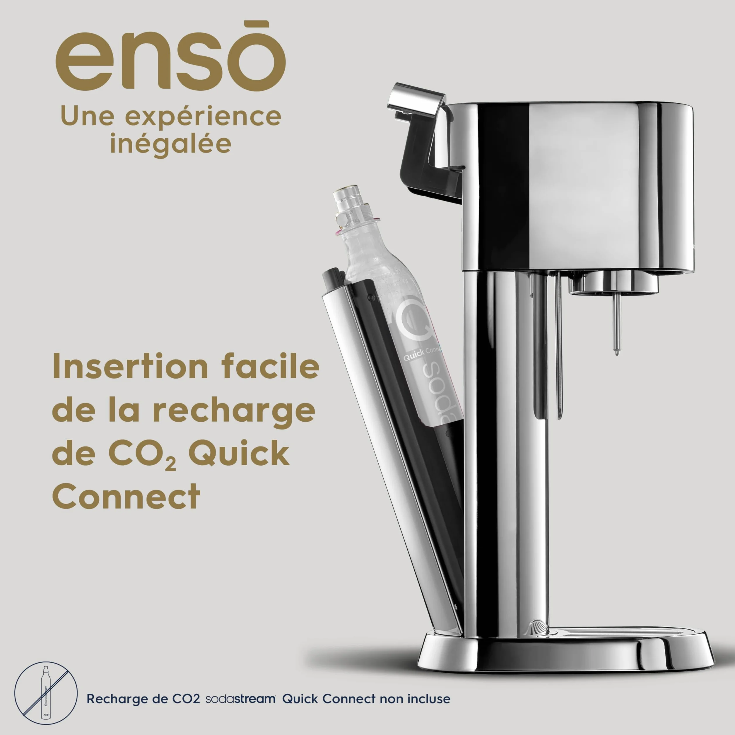 sodastream Enso Gasatore per realizzare acqua frizzante in Acciaio Inossidabile con una Bottiglia Inclusa, Cilindro CO2 Non Incluso