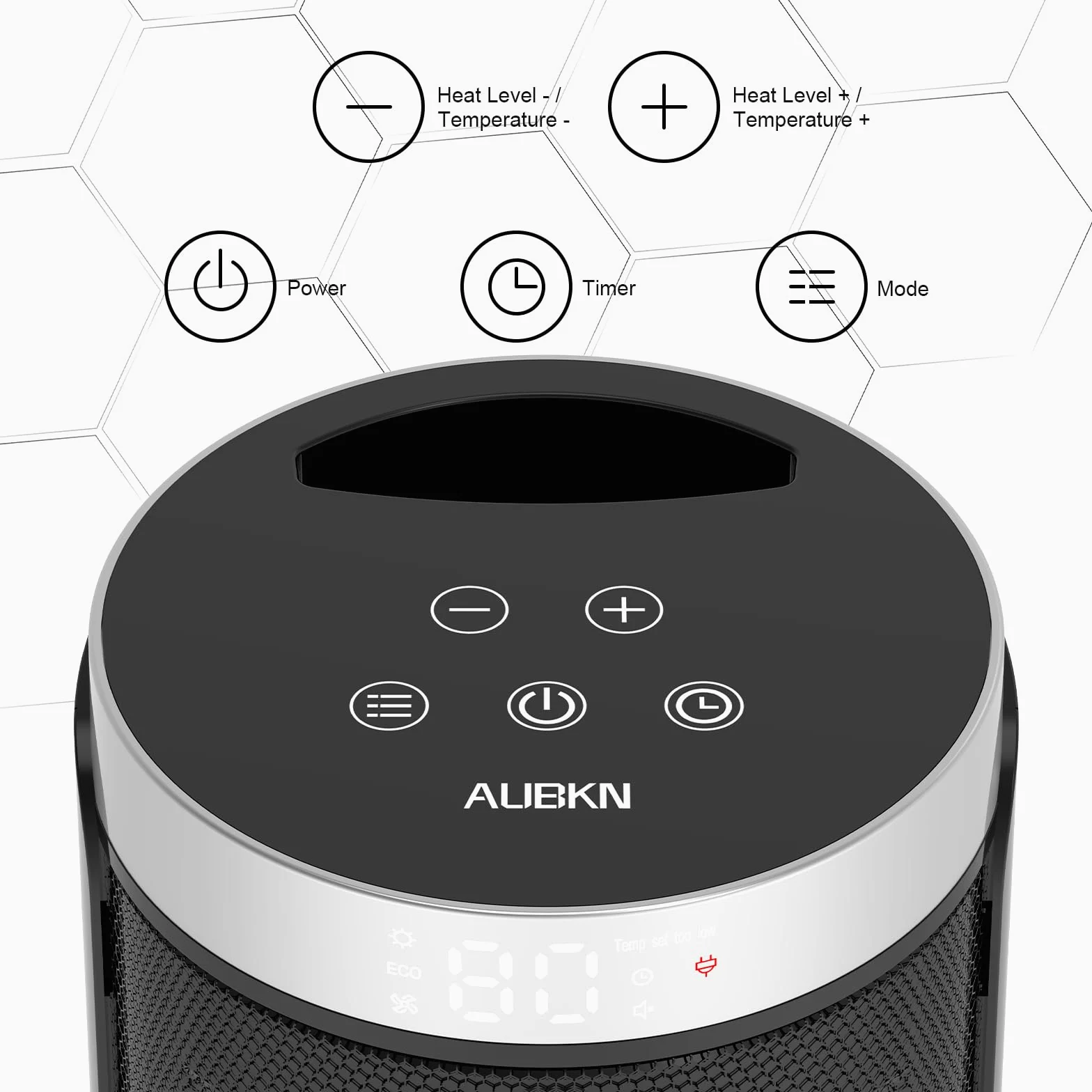 Riscaldatore di spazio in ceramica, riscaldatore portatile con visualizzazione digitale, telecomando, timer 12 ore e protezione da surriscaldamento, adatto per ufficio, camera da letto e uso