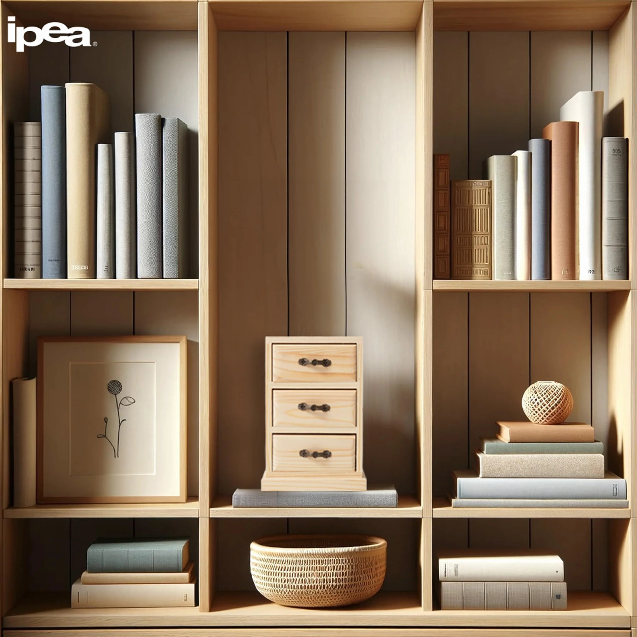 IPEA Legno Organizer da Tavolo 17 cm Mini Cassettiera Portaoggetti e Porta Gioielli per Scrivania