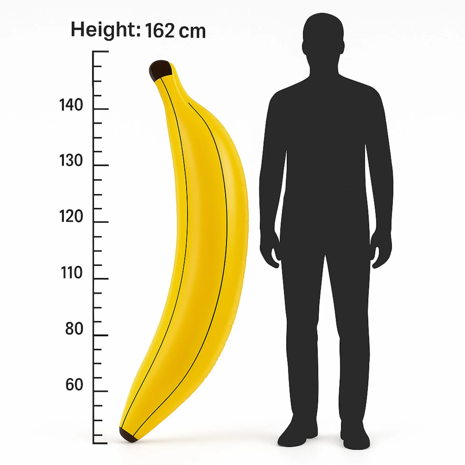 Banana gonfiabile 162 cm - Banana gigante gialla gonfiabile per feste, piscina, addio al nubilato, travestimento, tema giungla, fototessera, eventi estivi e accessori decorativi divertenti per età 16+