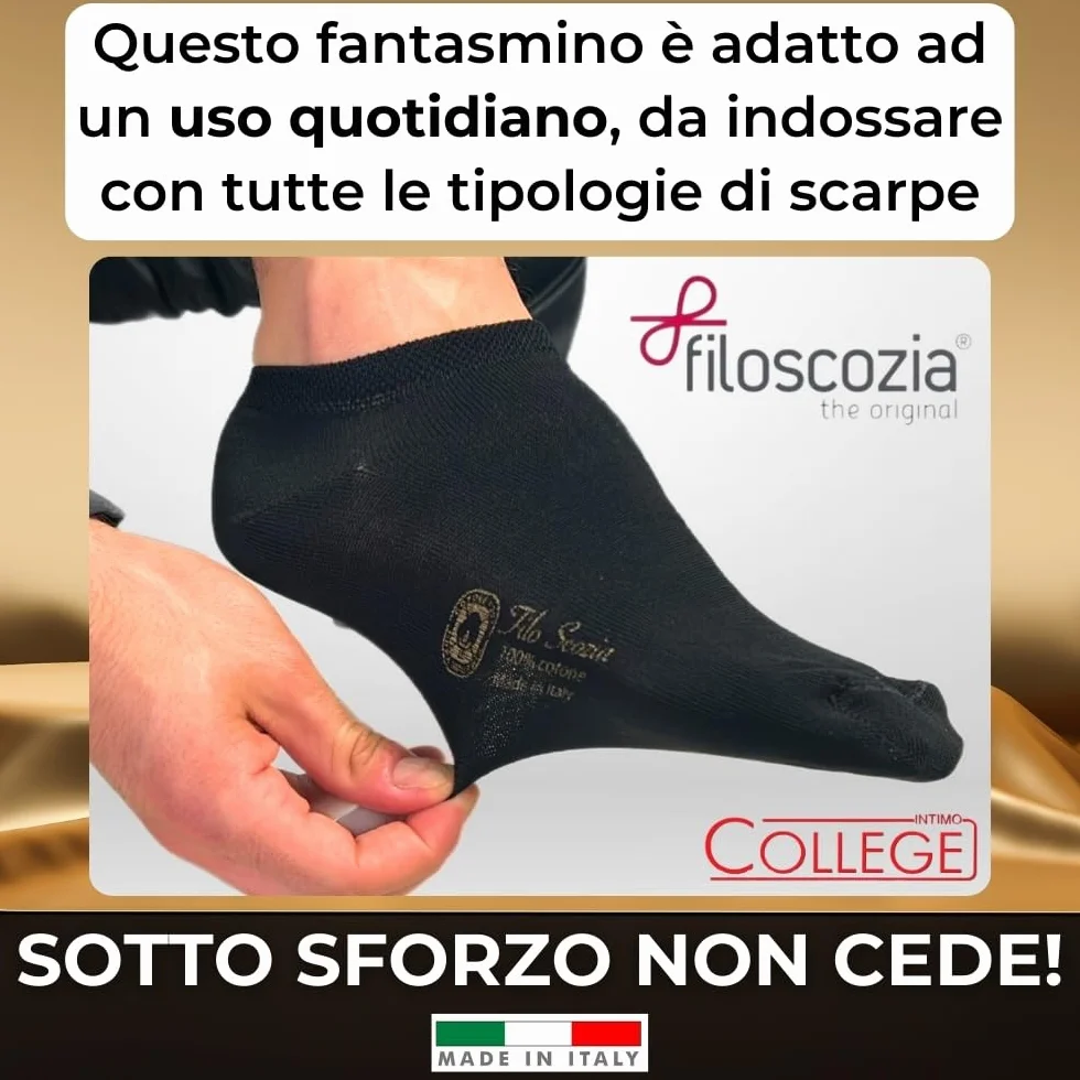 Infinity 12 Paia Calzini Fantasmini Puro Cotone Filo Di Scozia Elasticizzato Made in Italy