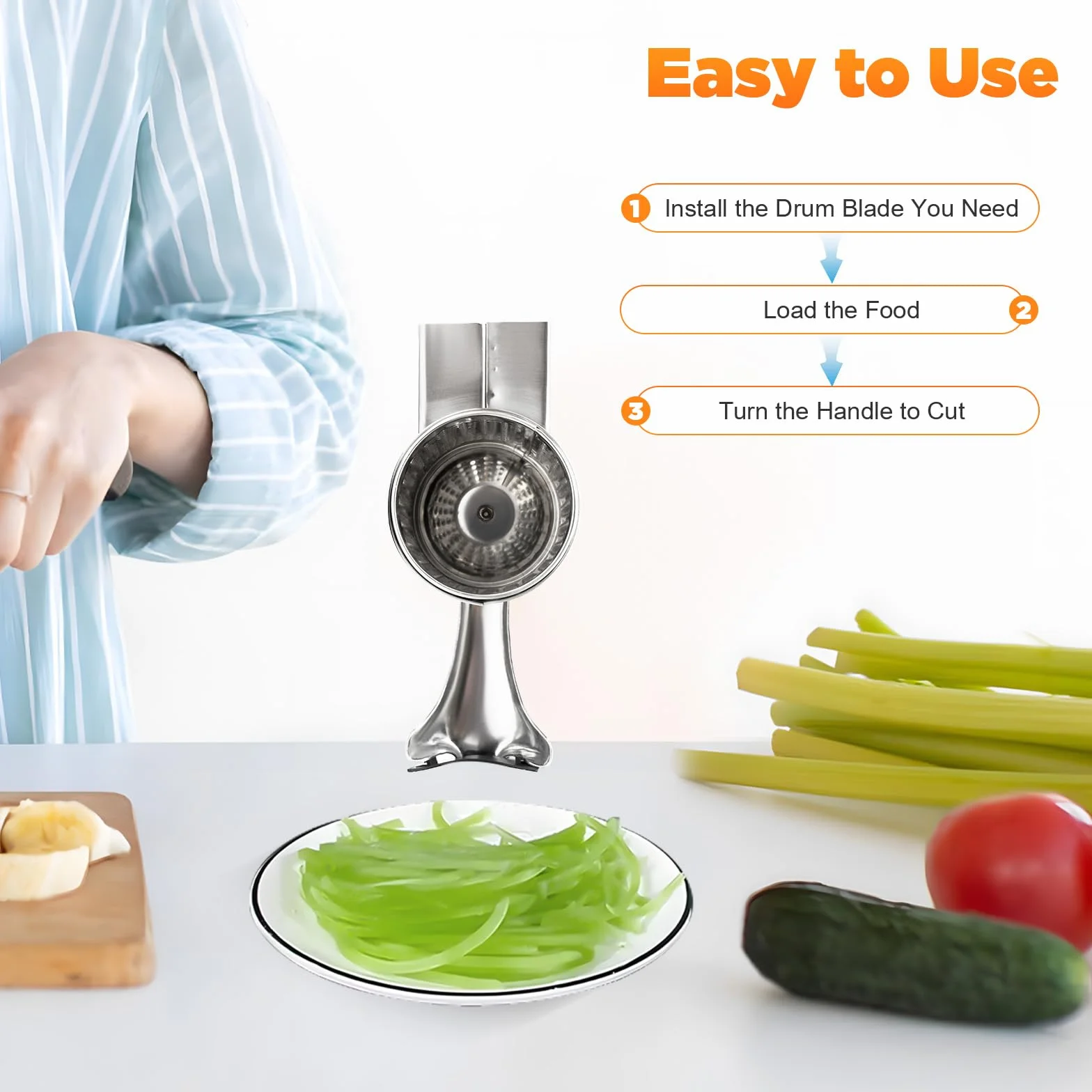 Kitchen Pro - Affettatrice verticale per verdure, grattugia, tagliaverdure, tagliaverdure, tagliatoio, schiuma, ecc