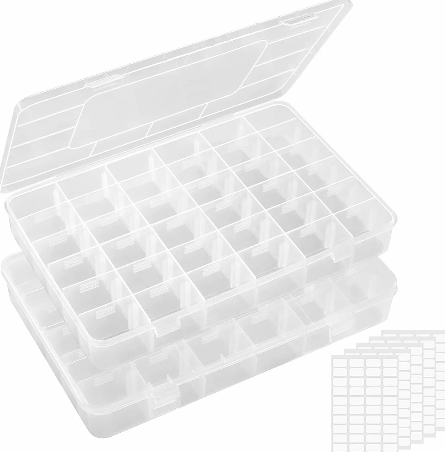 Lifewit Scatole Plastica con Coperchio, Contenitori Organizer 36 Divisori Regolabili, 2 Pezzi
