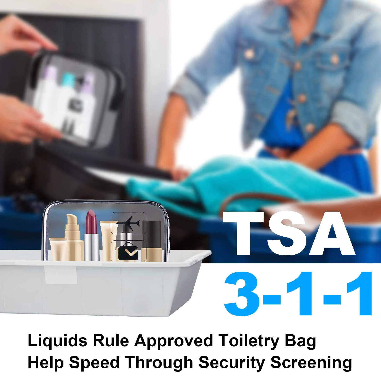 Borse da Valigia Trasparenti 2 Pcs, Sacche da Aereo Beauty Case Impermeabili con Zip per Trasporto Liquidi (Nero)