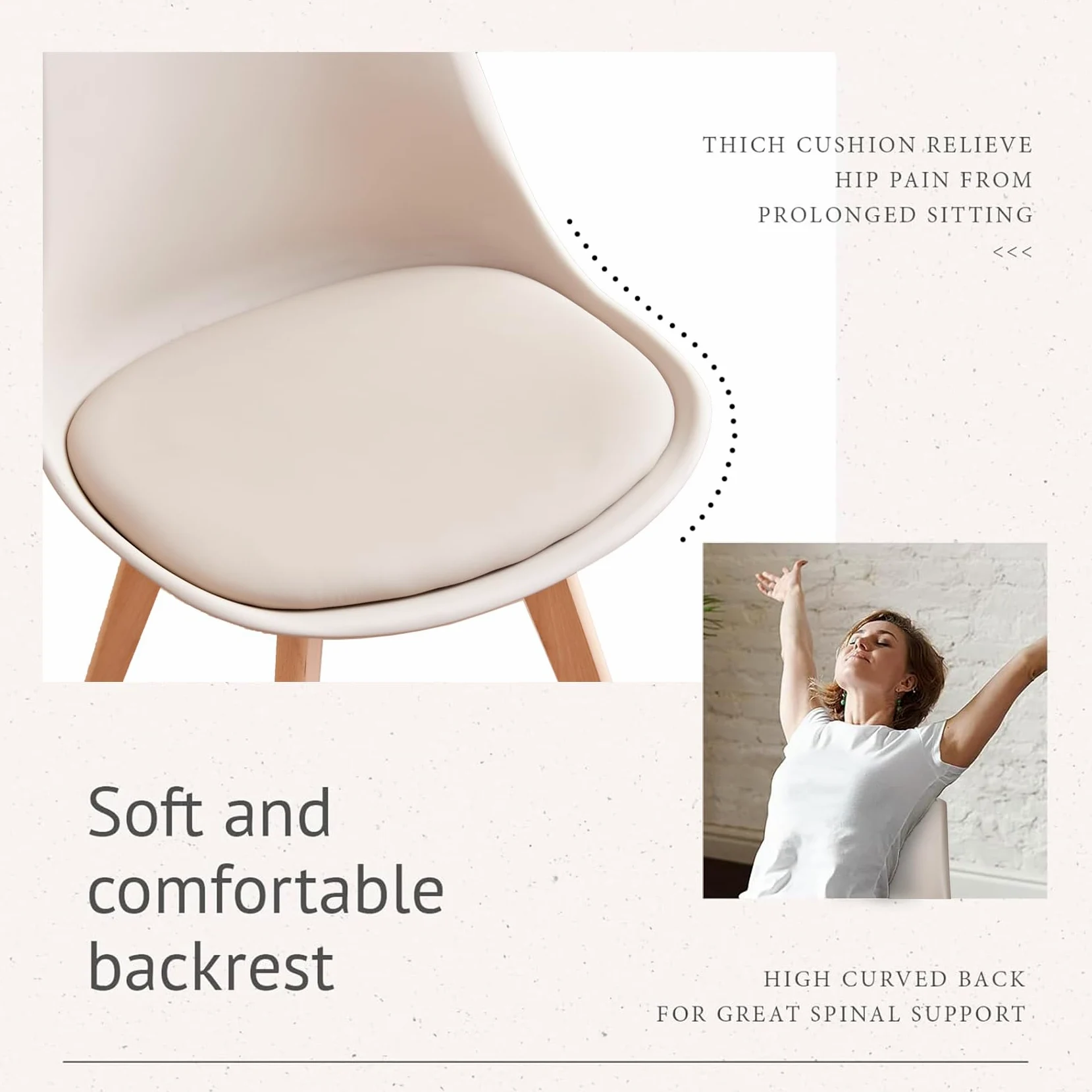 Set di 6 Sedie da Pranzo Moderne, Sedie da Cucina con Cuscini Imbottiti e Gambe in Legno di Faggio, Adatte per Camera da Letto, Soggiorno, Sala da Pranzo, Cucina - Cachi