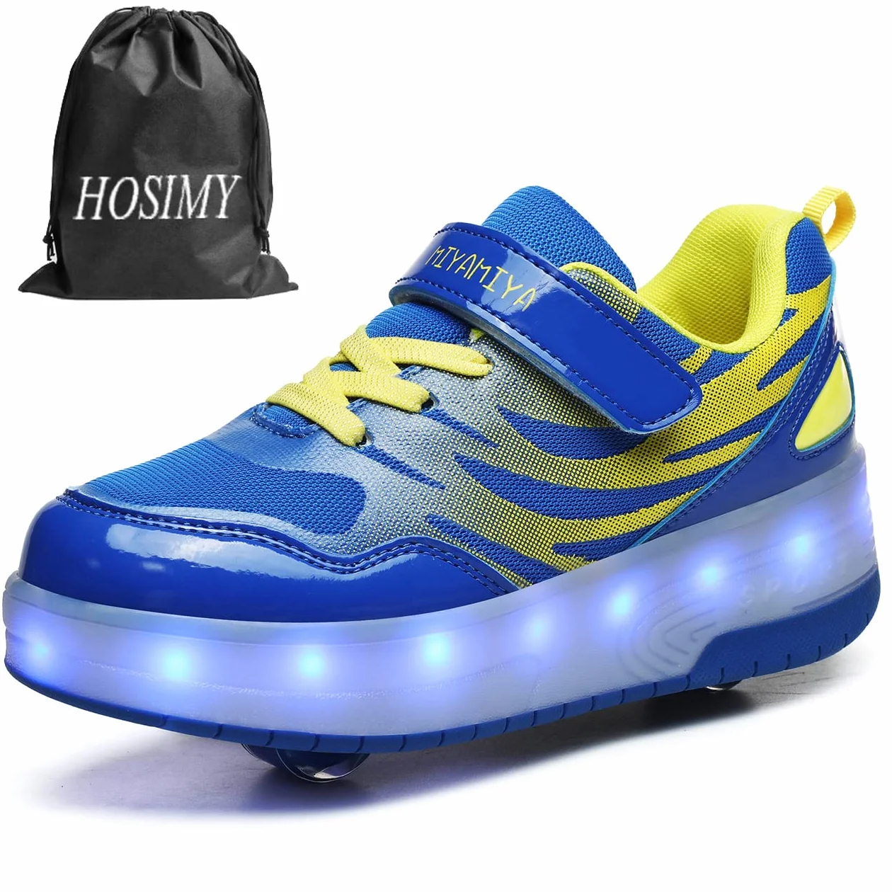 Pattini a Rotelle con Luci LED per Bambini, Scarpe Sportive con Ruote Luminose, Pattini in Linea con Ruota Posteriore Retrattile per Ragazze e Ragazzi