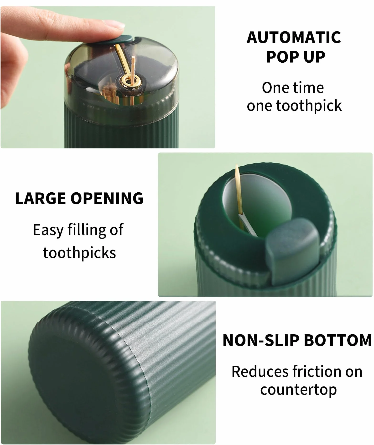 Dispenser Automatico di Stuzzicadenti Pop-Up 2 Pezzi Verde Scuro