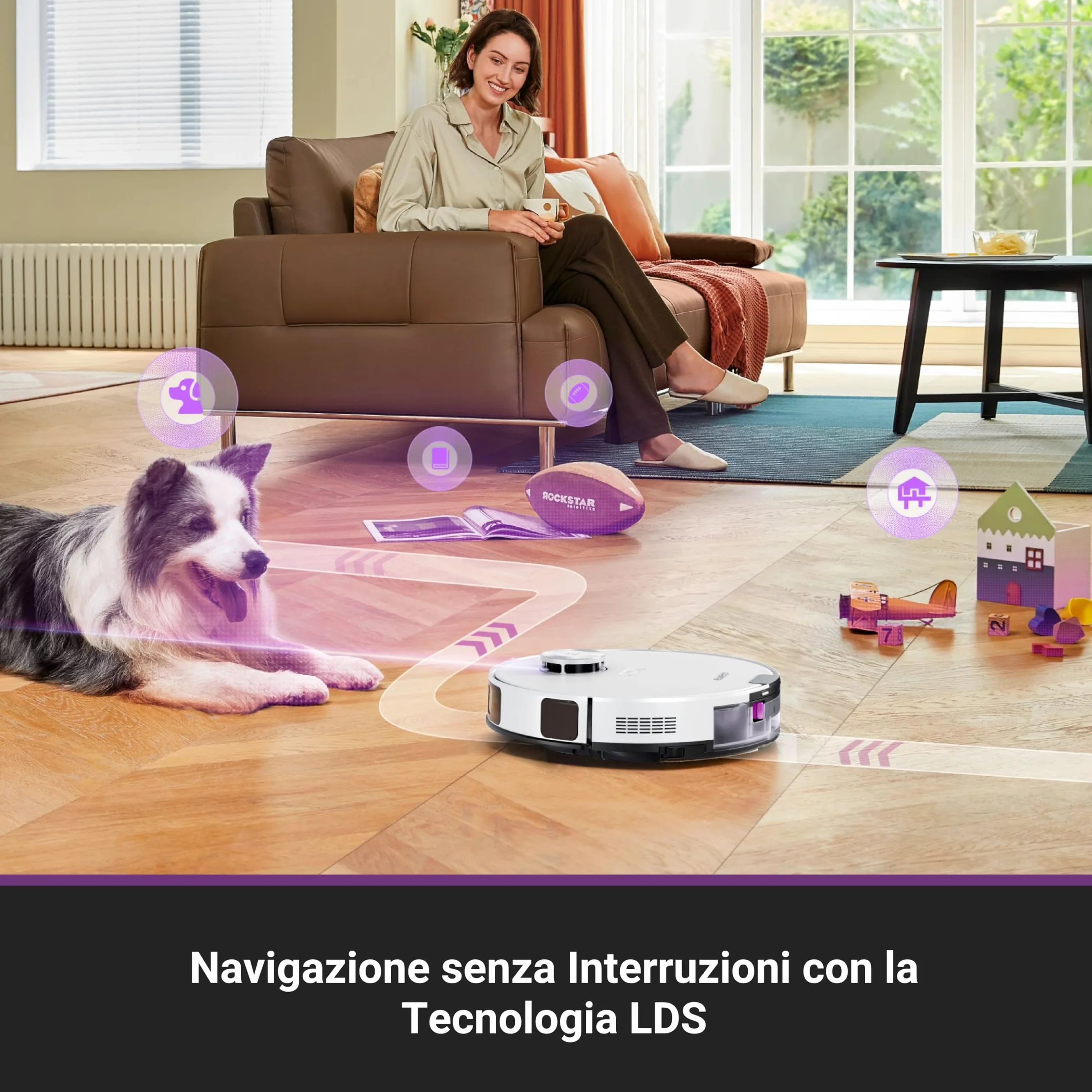 EUREKA E20 Evo Plus Robot Aspirapolvere e Lavapavimenti, 10.000Pa, Anti-Groviglio, 180min Autonomia, Mappatura LDS, Base Senza Sacchetto, Controllo Vocale