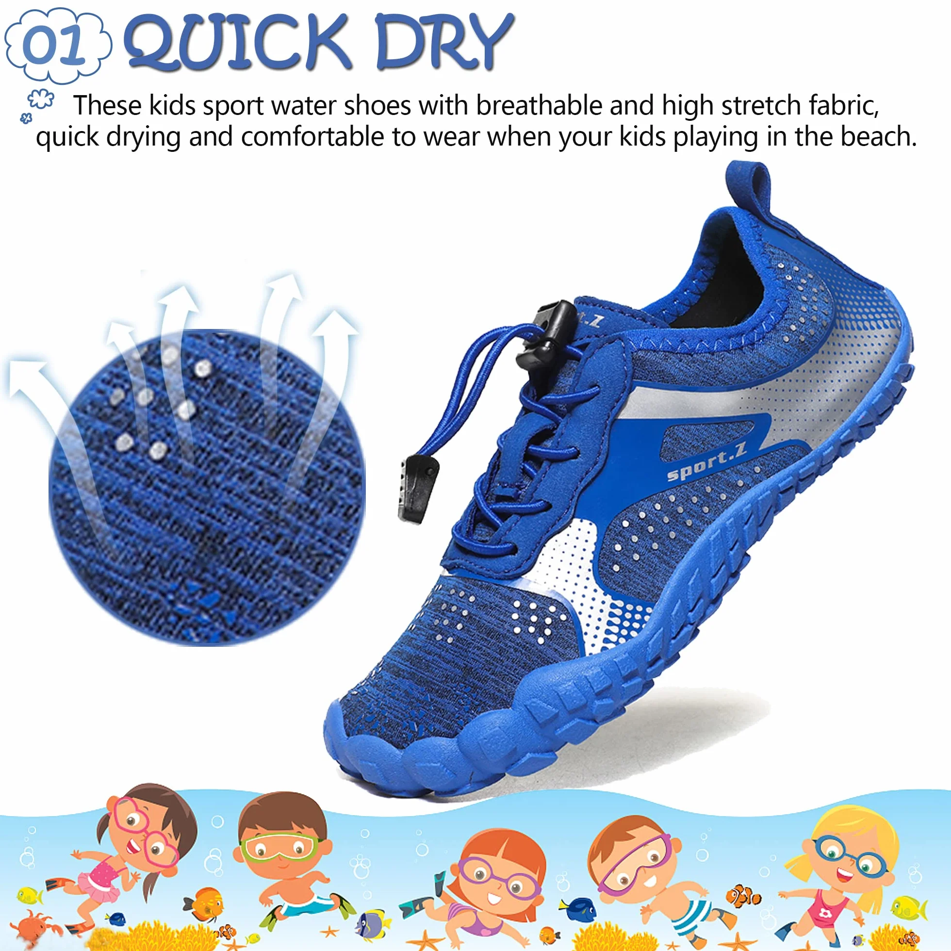 Scarpe da Spiaggia per Bambini Aqua Swimming Quick Dry Leggero Surf Diving
