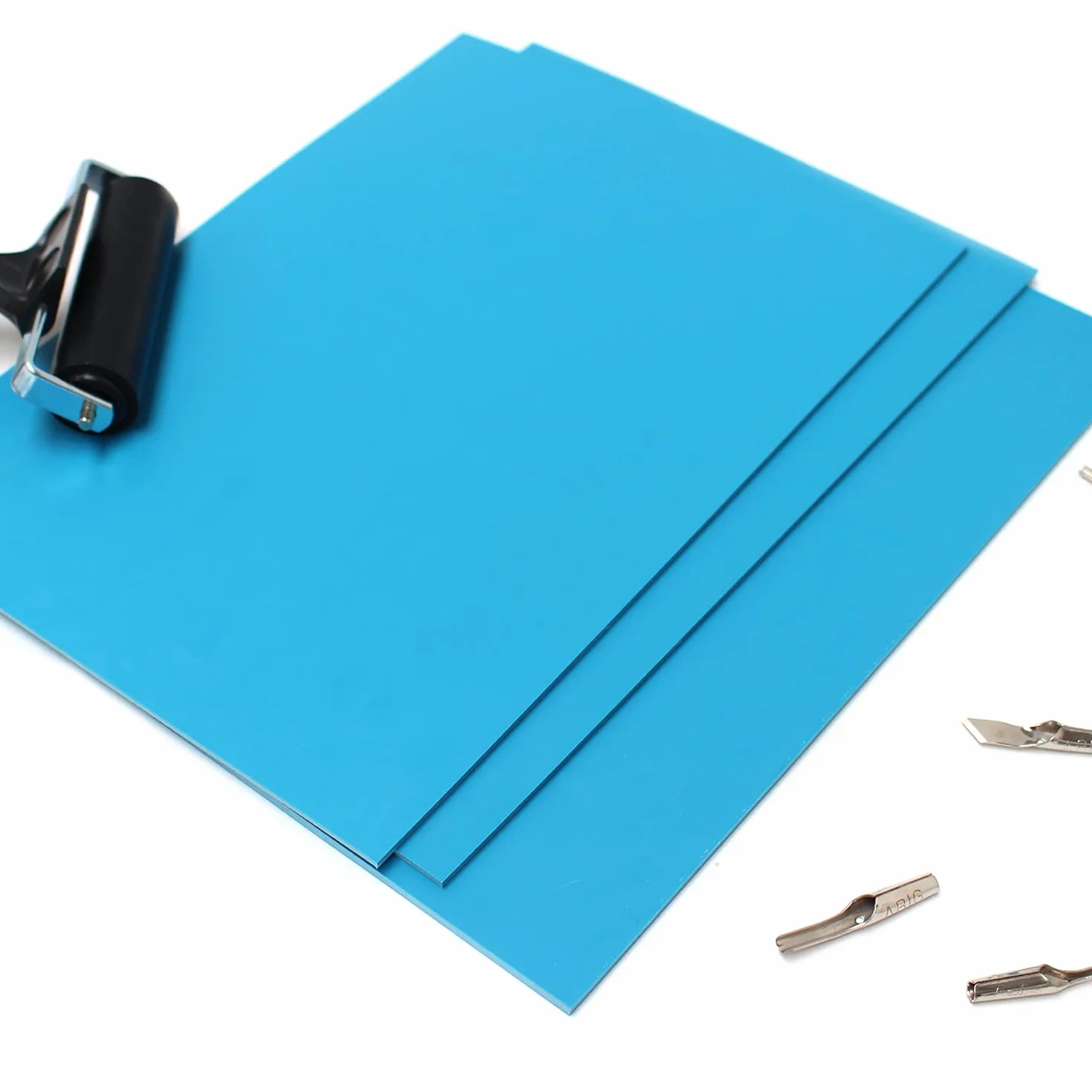 Artway Fogli A4 Polimero Taglio Morbido per Stampa su Linoleum - Confezione da 3 - Blu