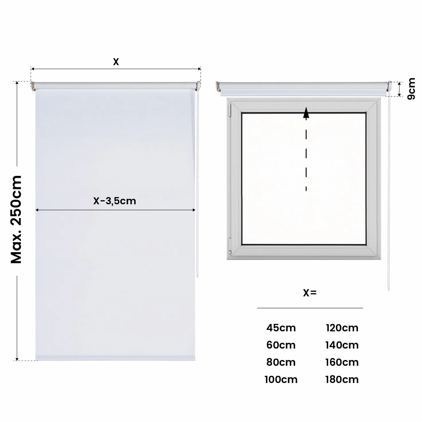 STORESDECO Tenda a rullo oscurante termica Bianco 200x250 cm