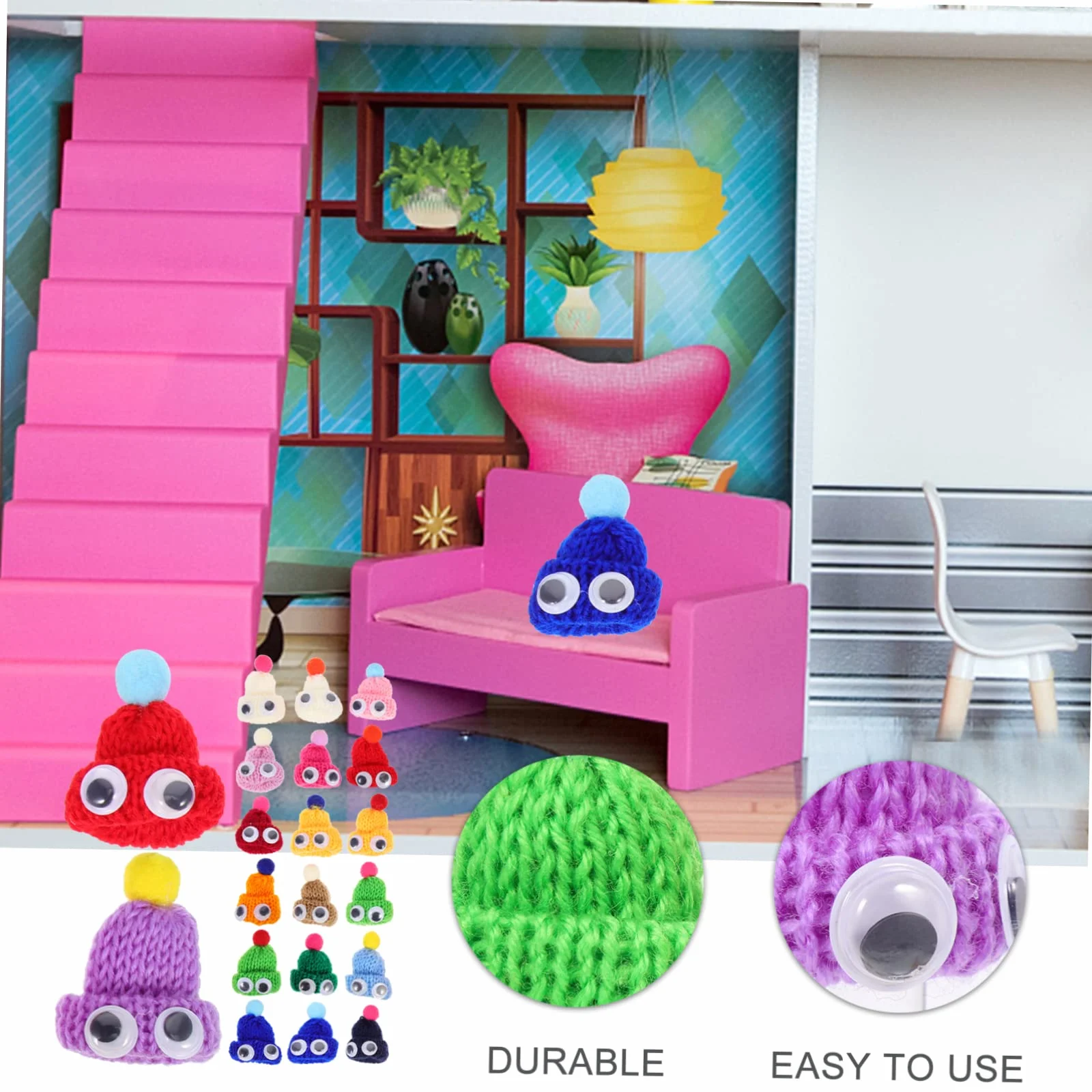 TOYANDONA 20pezzi Mini Cappelli Per Bambole Lavorati Maglia Cappelli Di Lana Miniatura Cappellini Decorativi Per Bambole Per Collezione