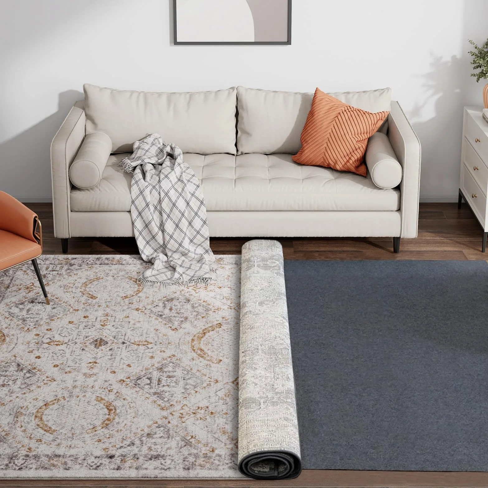 Tappeto Antiscivolo Gomma, 180x280cm sottotappeto antiscivolo per tappeti, protezioni sottotappeto, fermagli per tappeti per pavimenti in legno, mantengono i tappeti in posizione