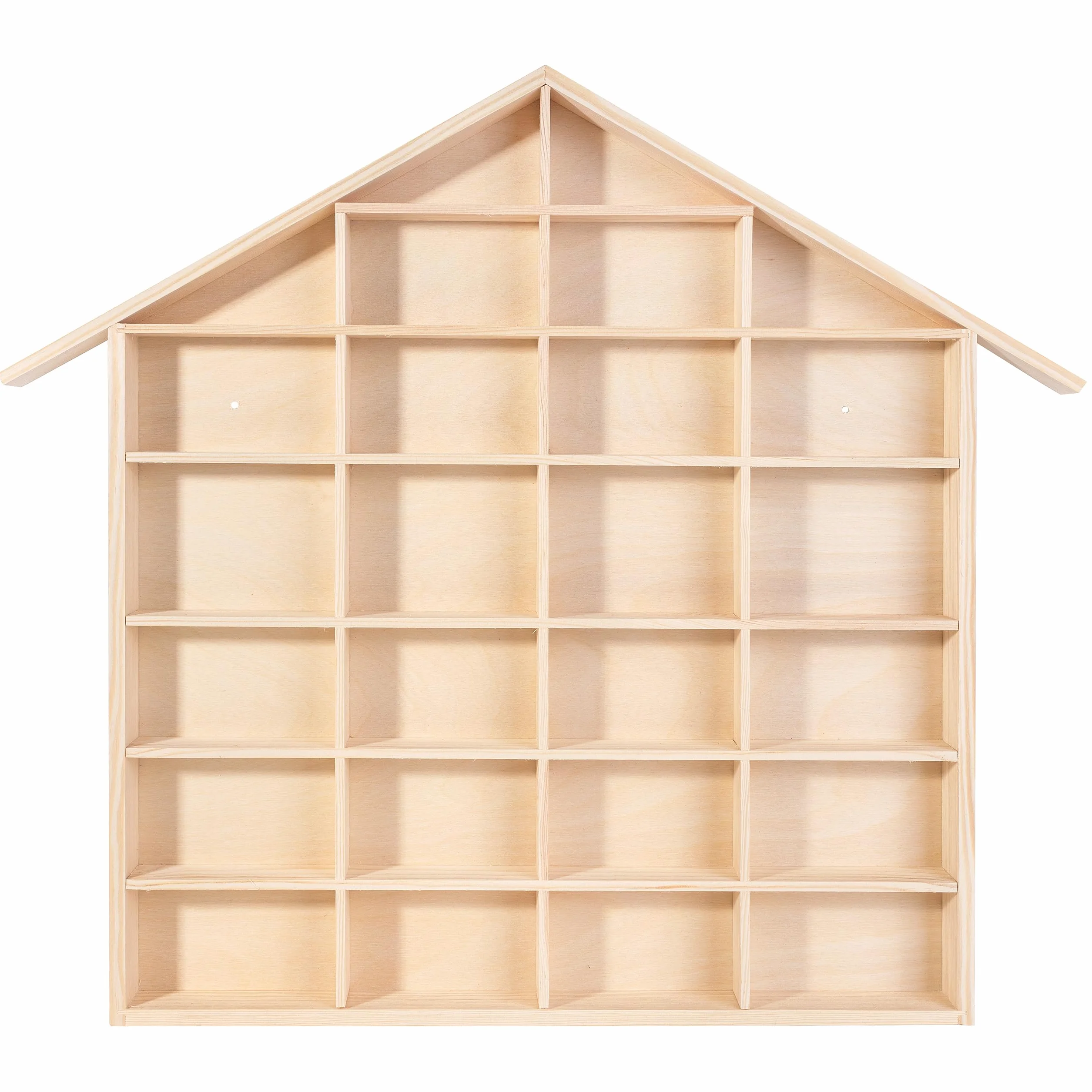 Creative Deco Bacheca da Parete Portaoggetti Scaffale Legno a Forma di Casa 56 x 50 x 3,5 cm 26 Scomparti