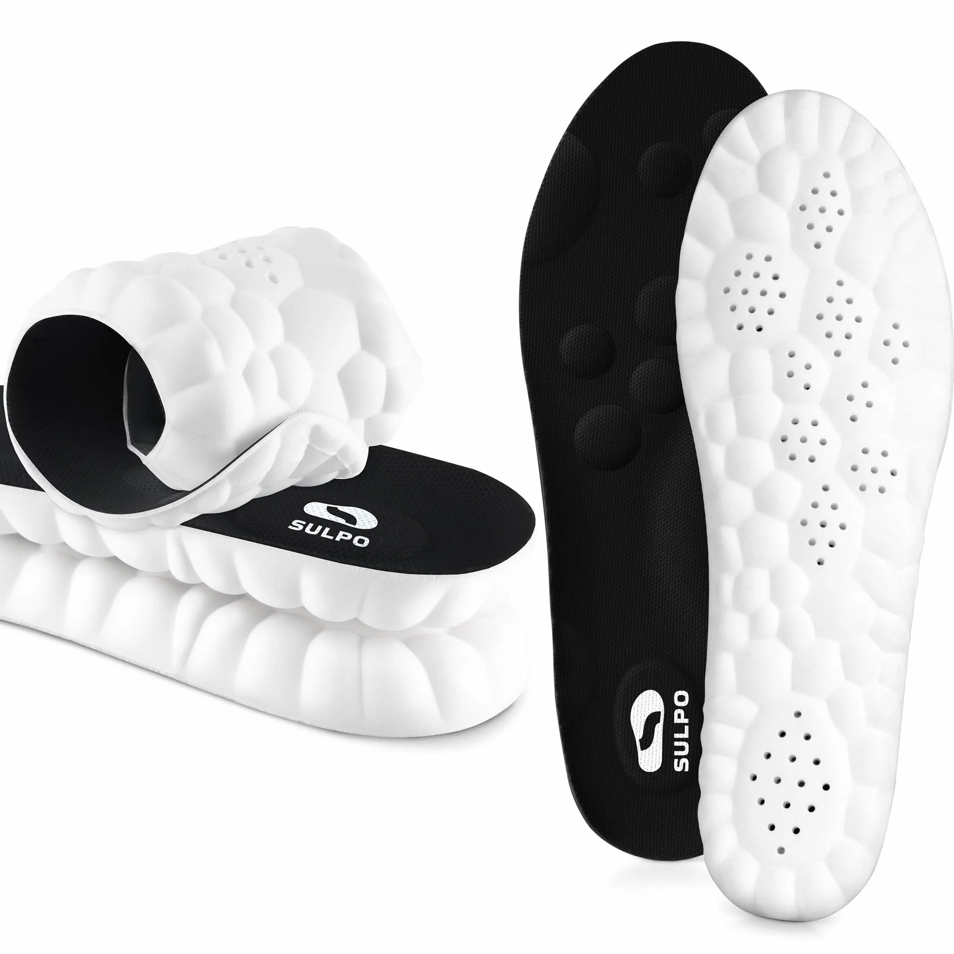 SULPO SPORT Solette ortopediche antinfortunistiche traspiranti memory foam 43-44 XL Nero