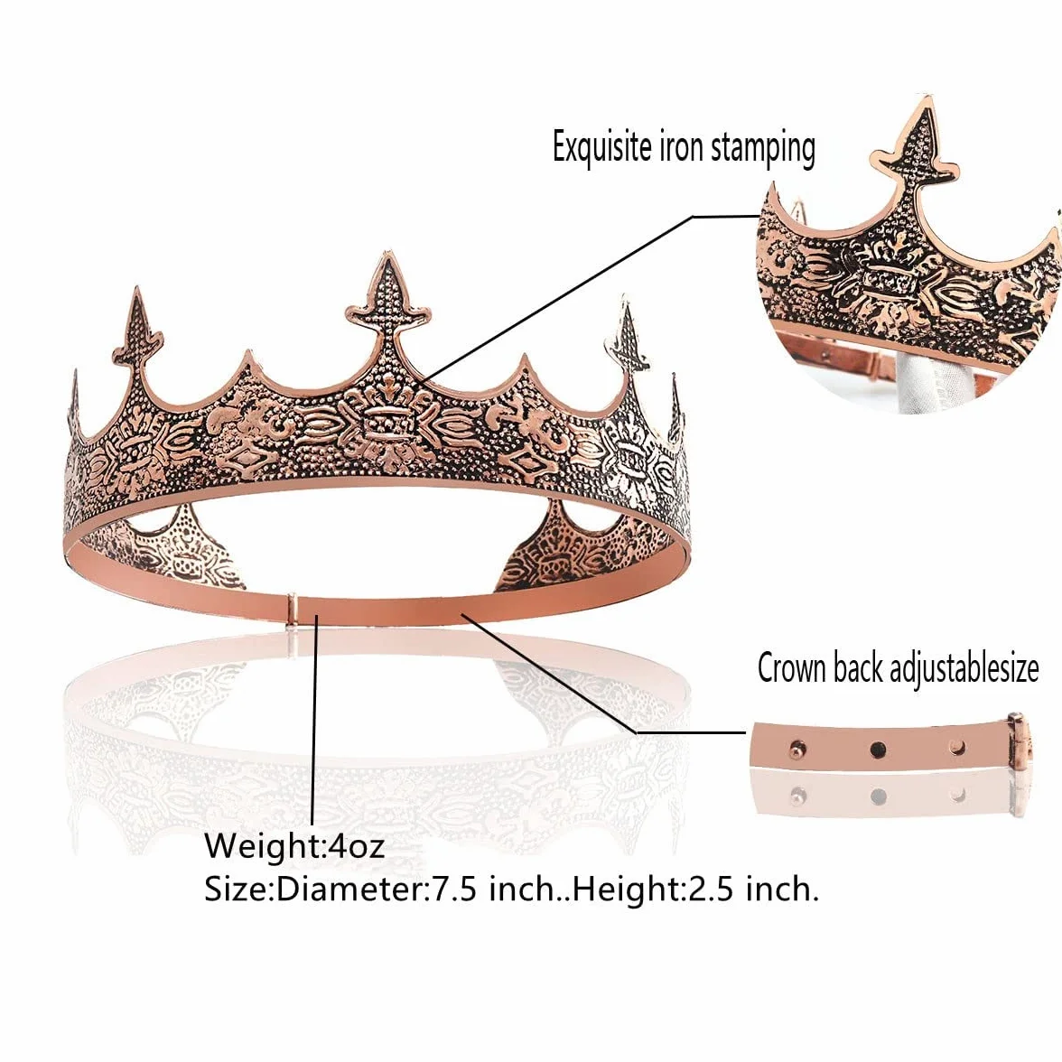 Corona Capelli Gioielli Reale Diadema Uomini Metallo Halloween Costume