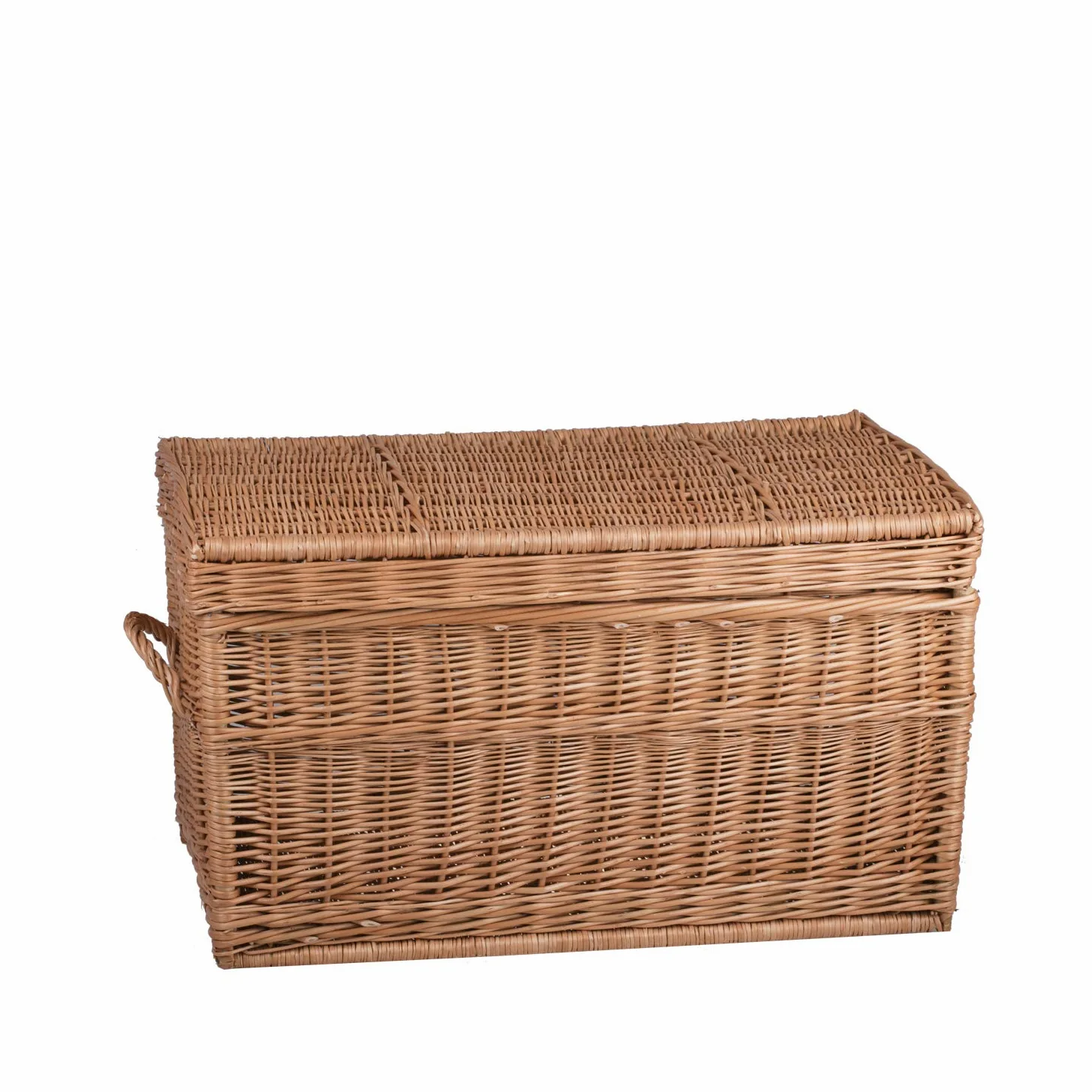 e-wicker24 - Cesta portaoggetti in vimini naturale, con due manici, stile vintage, multifunzione, con coperchio, per la camera dei bambini