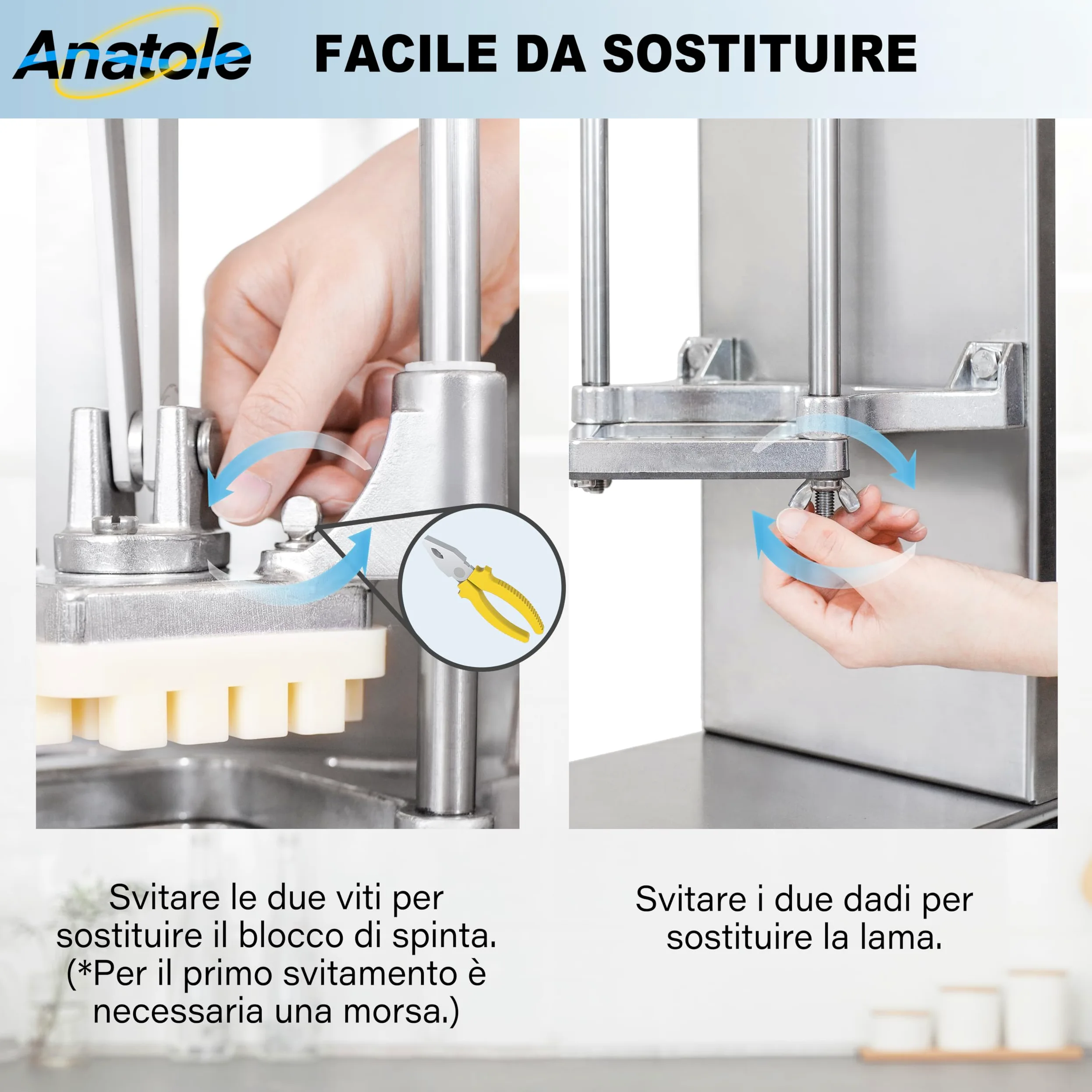 Anatole Tagliapatate per Patate Fritte Professionale Verticale con Lame 6mm 9mm 13mm Acciaio Inox Taglia Patatine Fritte Manuale Commerciale Tagliaverdure Multifunzione per Cipolle Carote Cetrioli