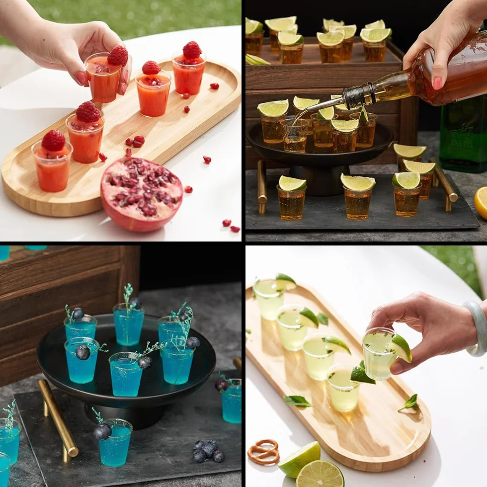 G.M. DISTRIBUZIONE Bicchieri da Liquore Shot Plastica Rigida 25cc Ottagonali Resistenti Riutilizzabili per Feste