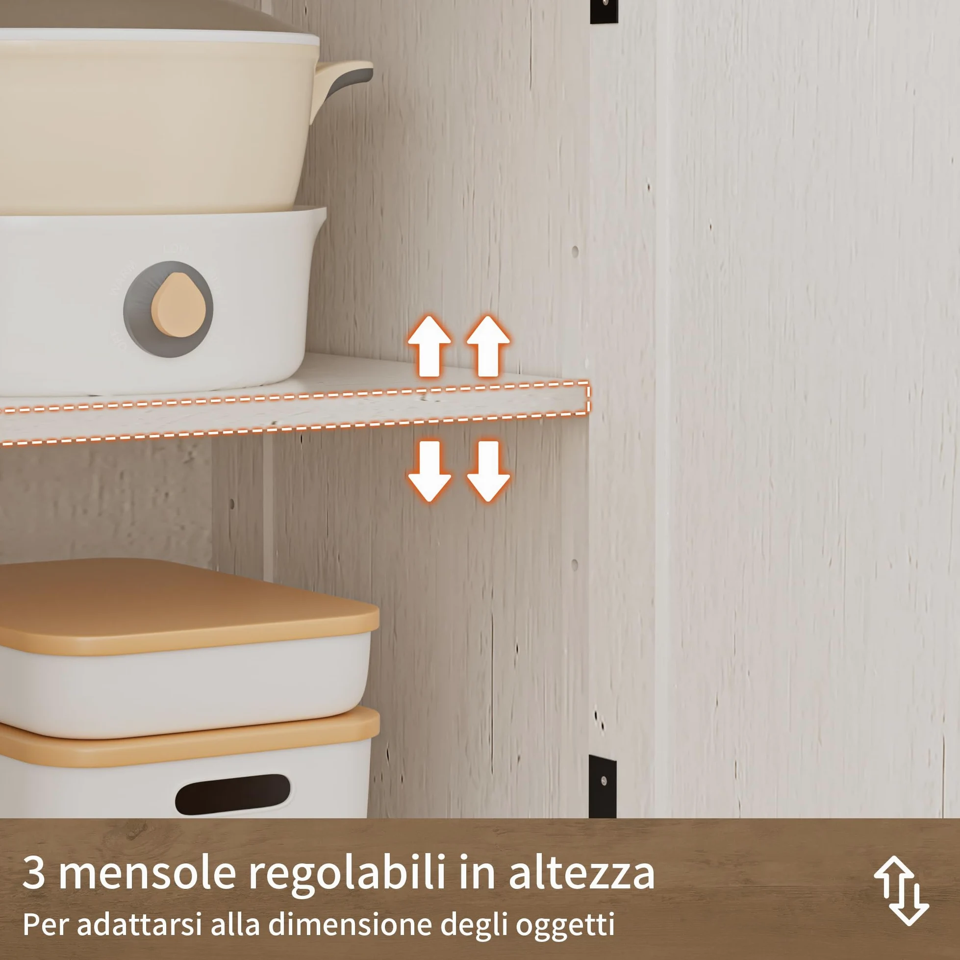 BonVache Credenza, credenza con cassetti, credenza con scaffali aperti, per cucina, sala da pranzo, soggiorno, 130 x 35 x 95 cm, bianco