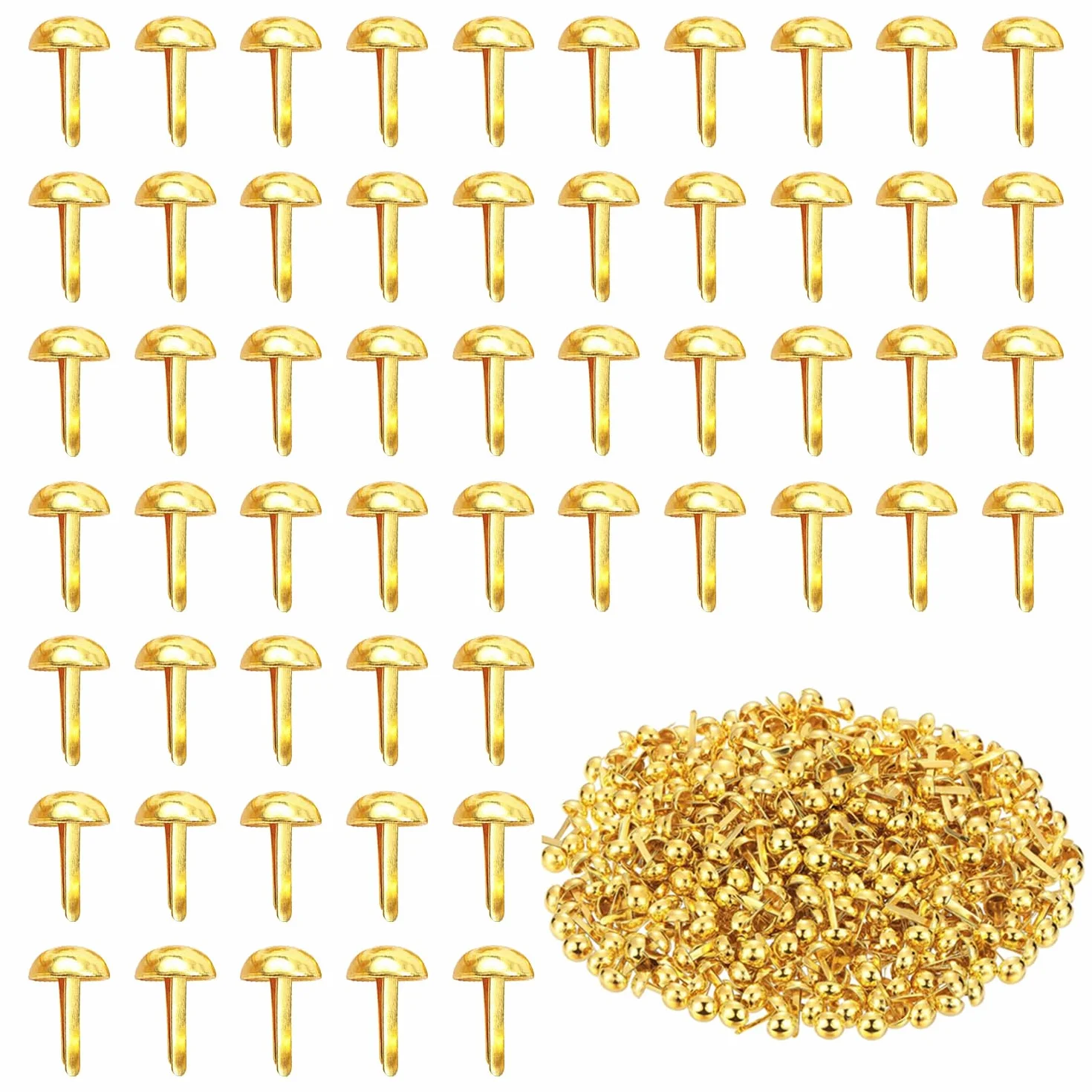 300 Pezzi Metallo Fermacampioni Piccoli, 8 x 16mm Fermacampioni Piccoli, Mini Scrapbooking Brads, Chiodi ad Angolo a Due Gambe, Oro Ferma Fogli Rotondi di Carta, per Scrapbooking DIY