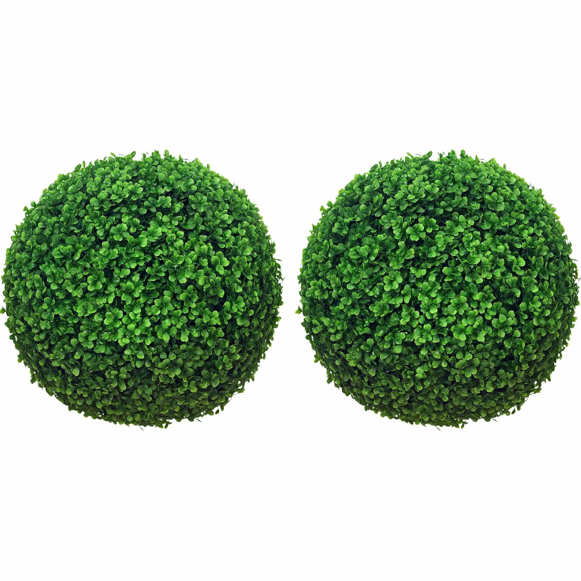 HOMCOM Set di 2 Piante Finte Sfera di Bosso Ø40cm, Piante Artificiali Decorative da Interno ed Esterno, Giardino, Ufficio, Soggiorno, Verde