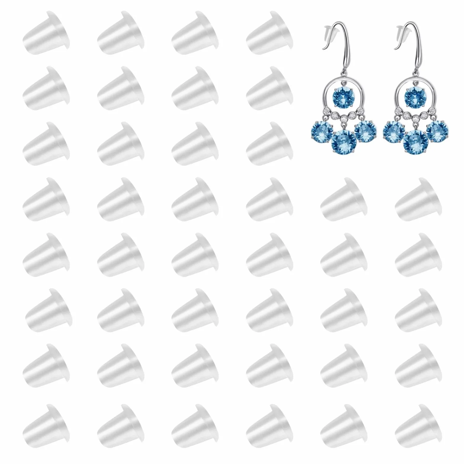 Orecchini in Silicone Farfalline Ferma Orecchini Universale 4x4 mm Trasparente Piccolo a Bottone 200 Pezzi