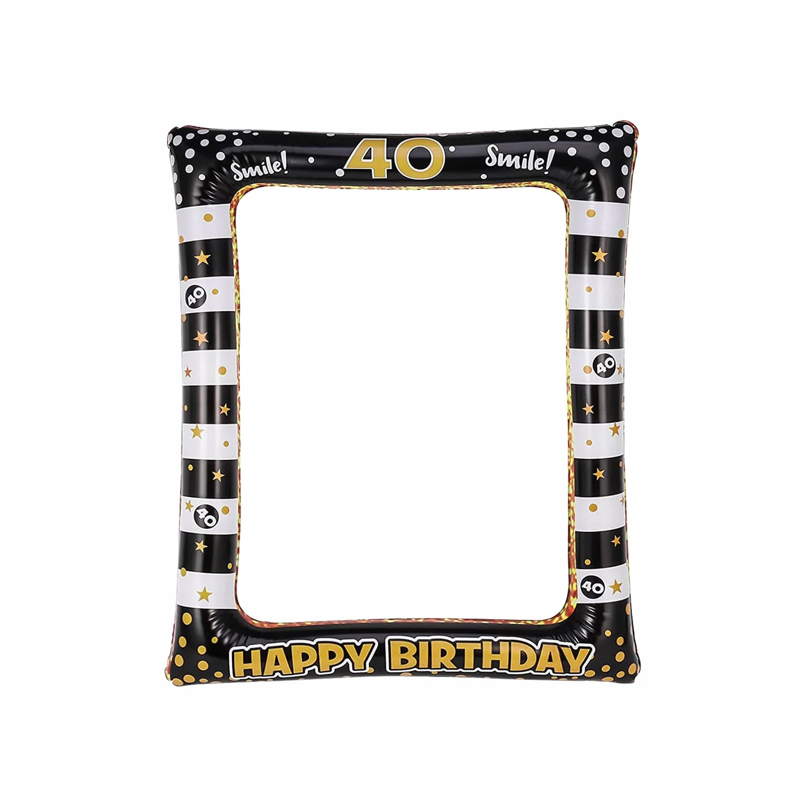 Andiker Cornice gonfiabile oro nero Happy Birthday Photo Booth accessori scena compleanno decorazione 40°