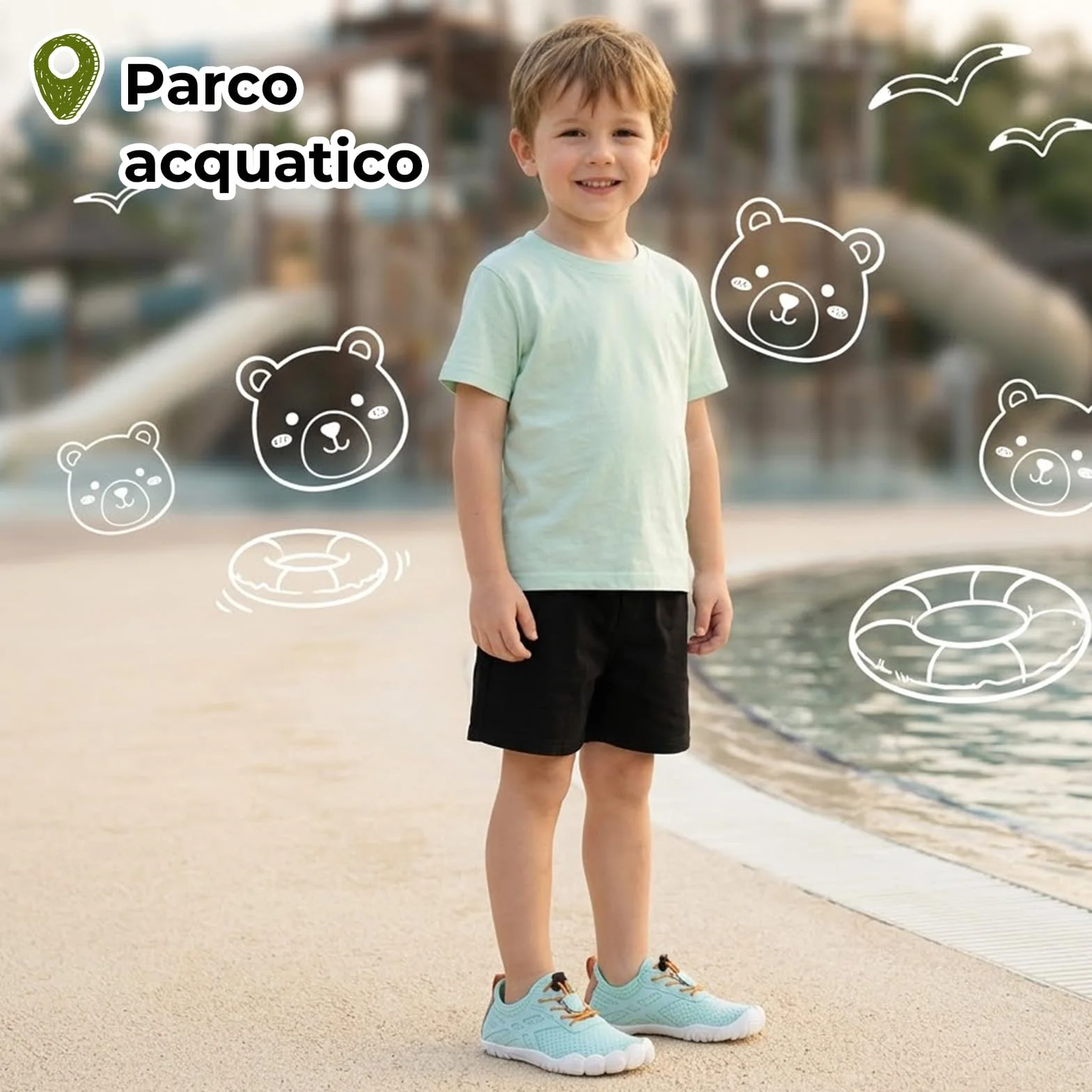 SAGUARO Scarpe da Acqua Barefoot Bambini Punta Larga Asciugatura Rapida Estate Attività Acquatiche Gr.25-36