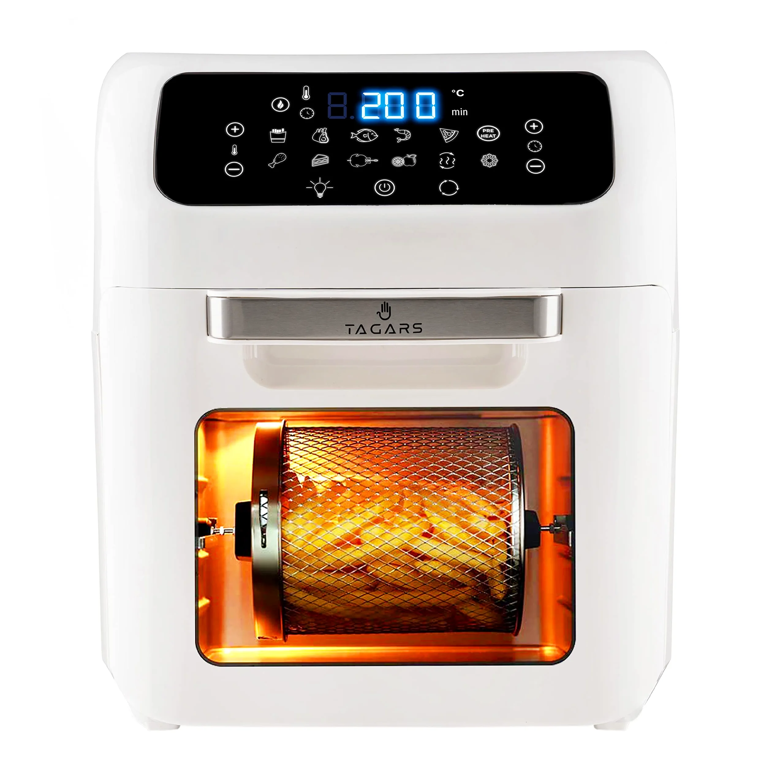 Forno Friggitrice Ad Aria Calda Da 12 Litri Con Display Digitale, Sistema A Riscaldamento Rapido, 12 Programmi Di Cottura, Timer e Temperatura Regolabili 1800 W