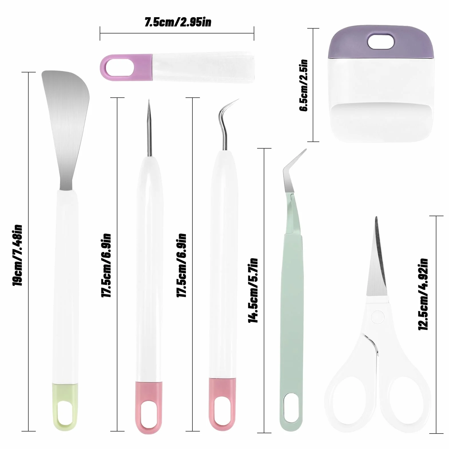 Kasanni 6 Pezzi Strumenti per Diserbo in Vinile DIY Utensili per Decoupage in Vinile Strumenti Set Base per Scrapbooking, Silhouette, Htv, Goffratura, Adesivi, Etichette