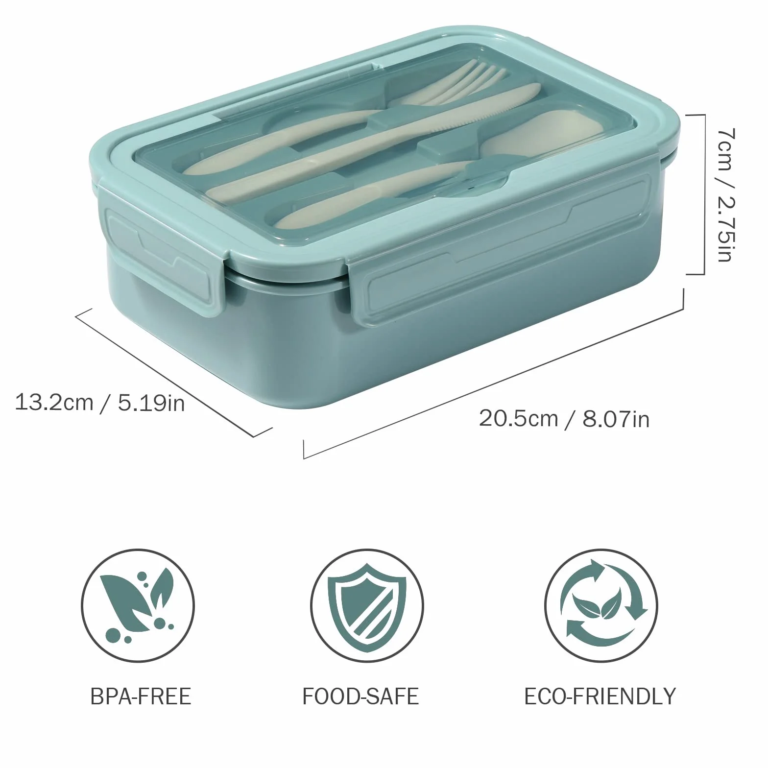 Diboniur Porta Pranzo 1400ml Lunch Box Bento con 3 Scomparti Ermetico per Microonde Ufficio Lavoro Picnic (Azzurro)