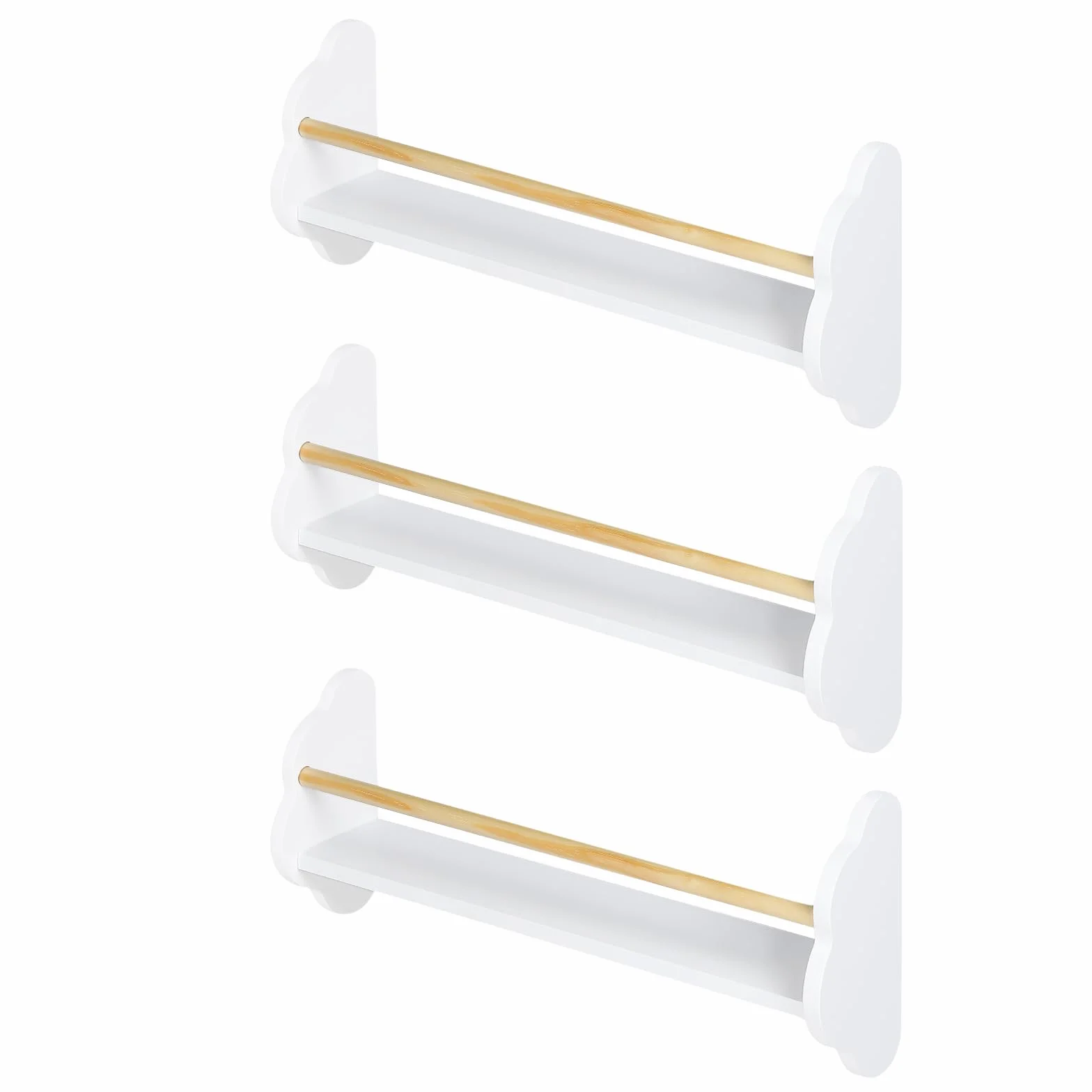 WOLTU Set 3 Libreria da Parete per Bambini, Mensole Cameretta, Porta Libri Giocattoli, Pino MDF, Bianco