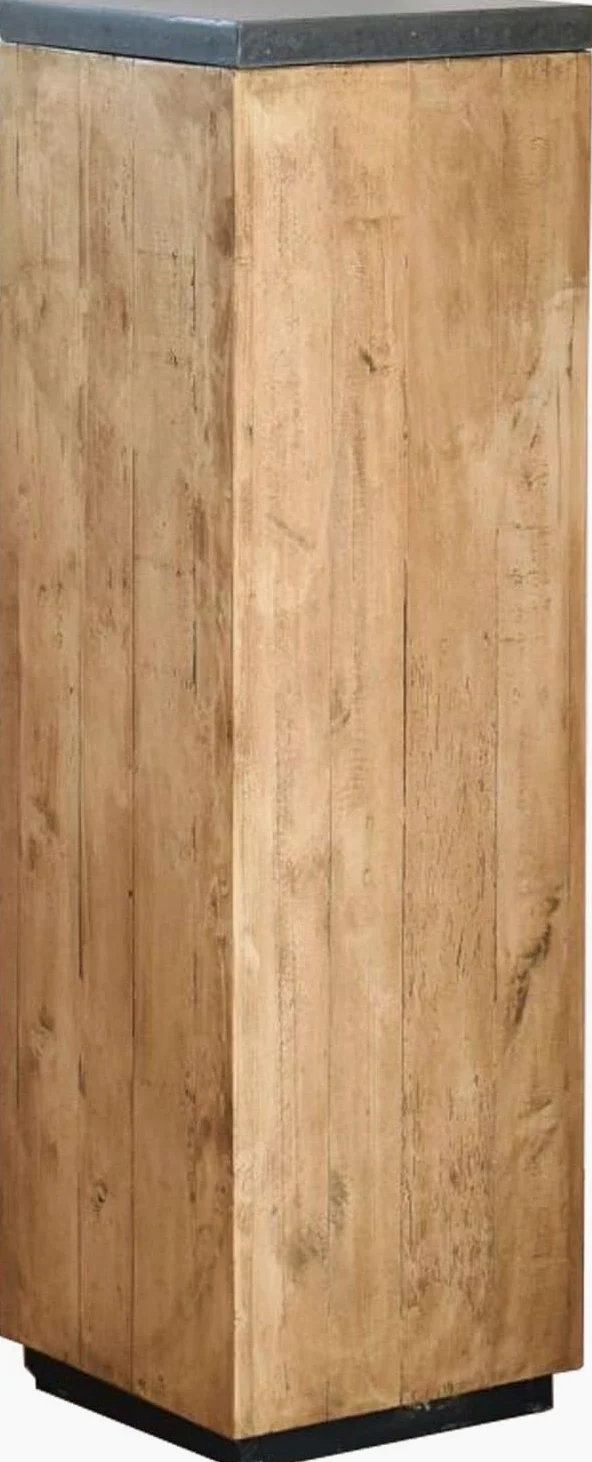 VIVANNO Colonna decorativa per fiori in legno riciclato, alta 100 cm, marrone
