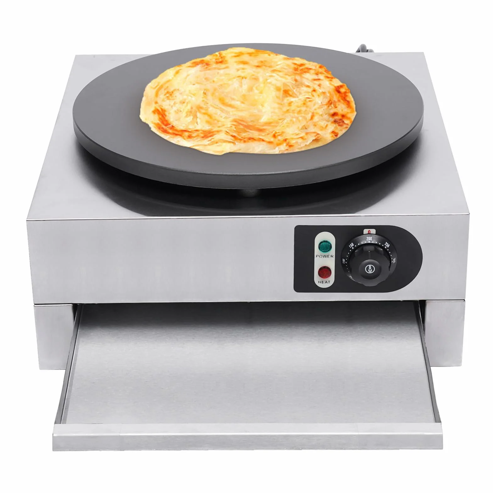 Crepe maker elettrico 40 cm 3 KW 50-300 °C vassoio estraibile termostato integrato