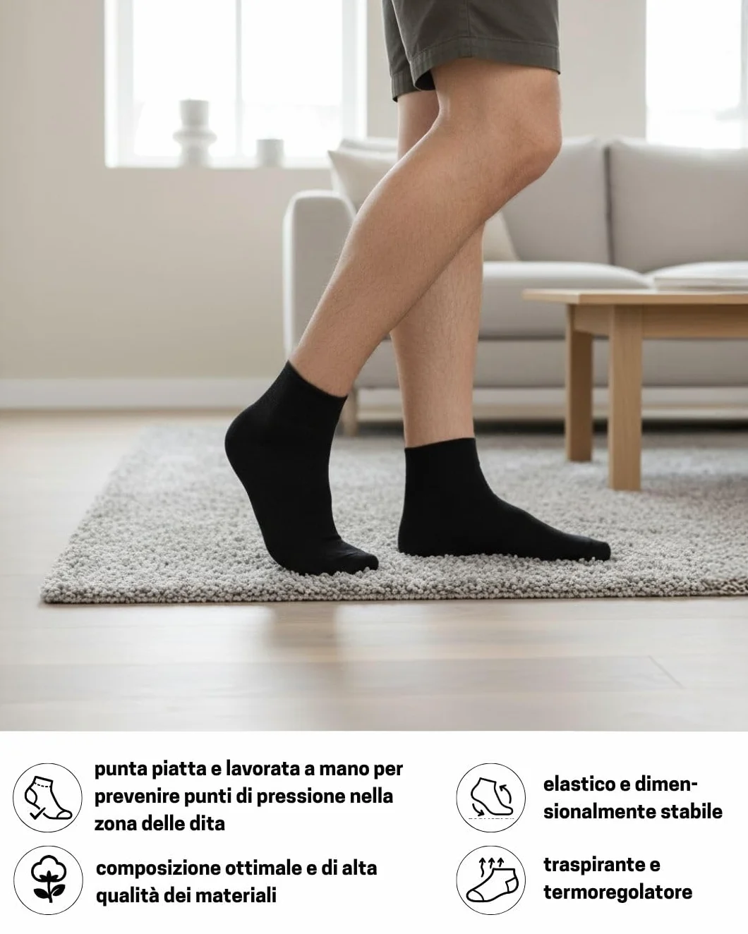 Calze Sportive Uomo Donna Calzini Tennis Corte Quarter Sport Socks Spugna Rinforzati